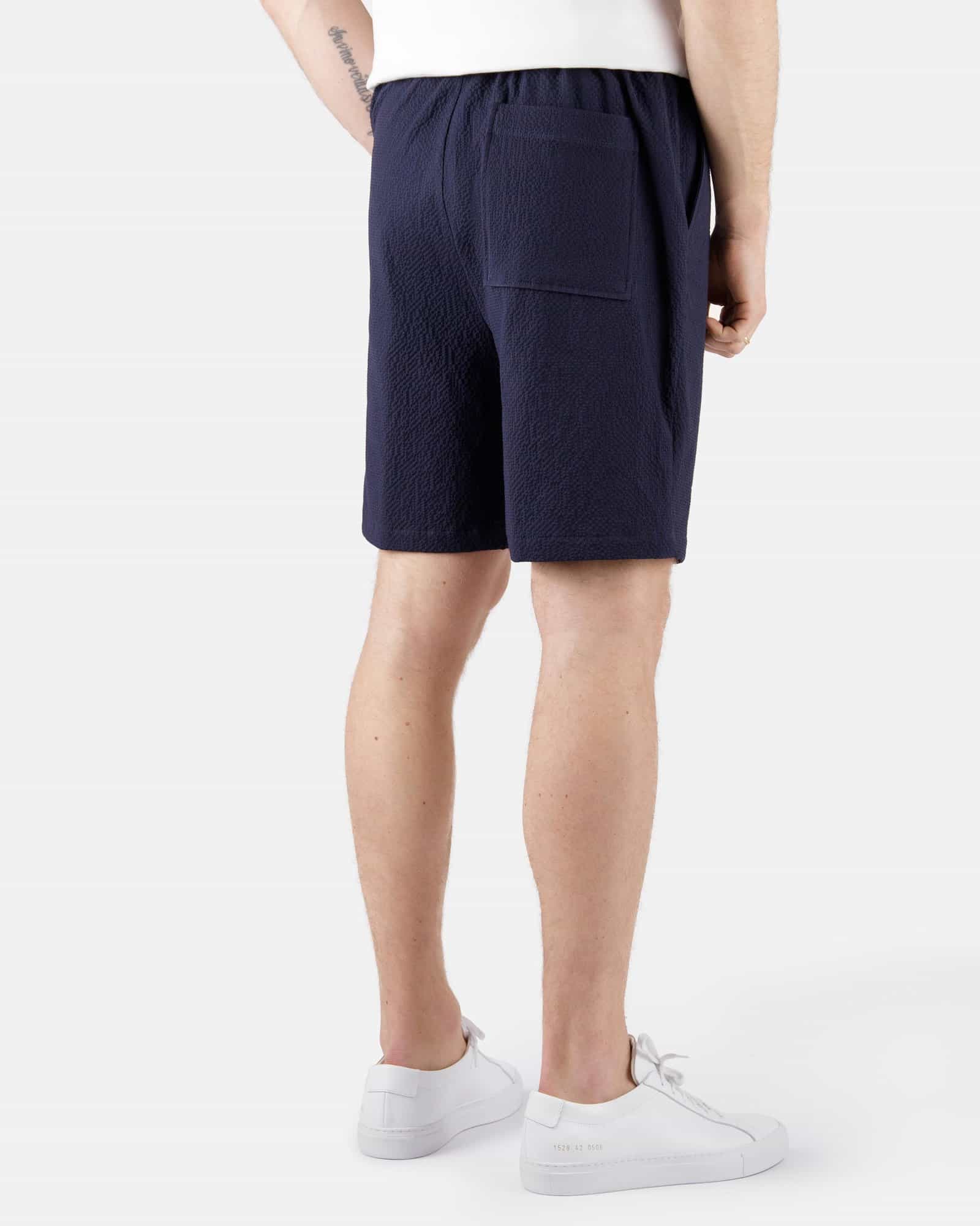 Seersucker Drawstring Shorts Navy