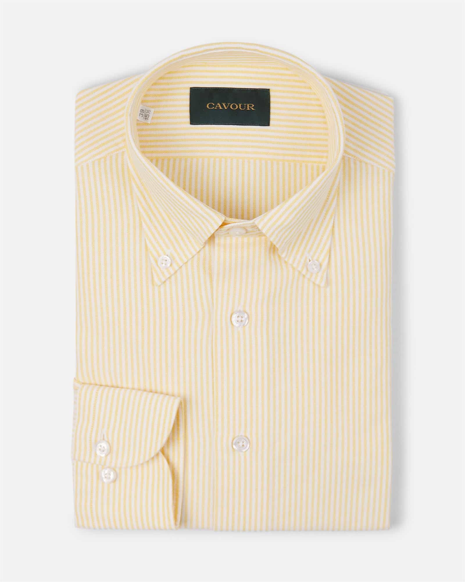 Stripe Oxford Button Down Shirt Yellow