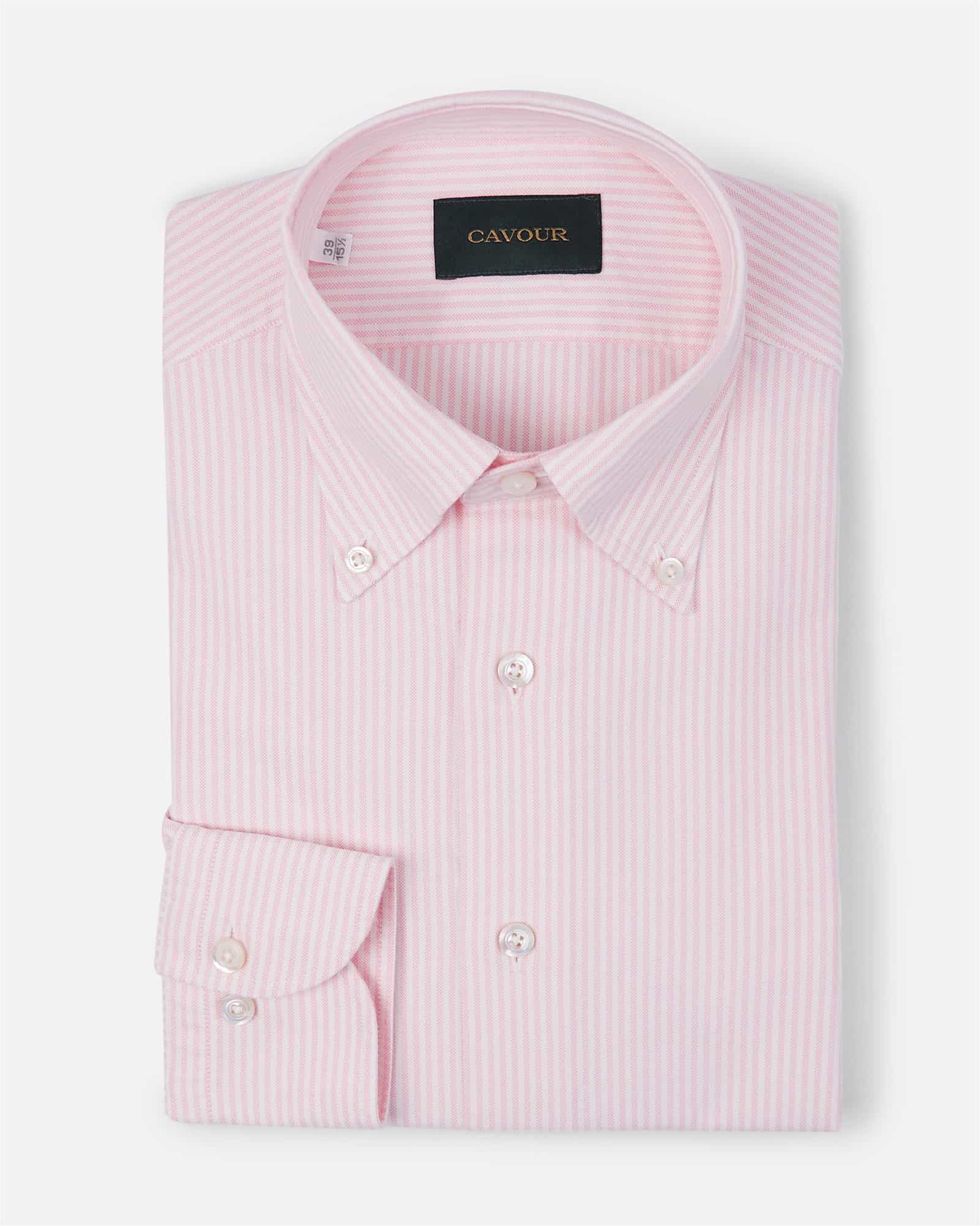 Stripe Oxford Button Down Shirt Pink