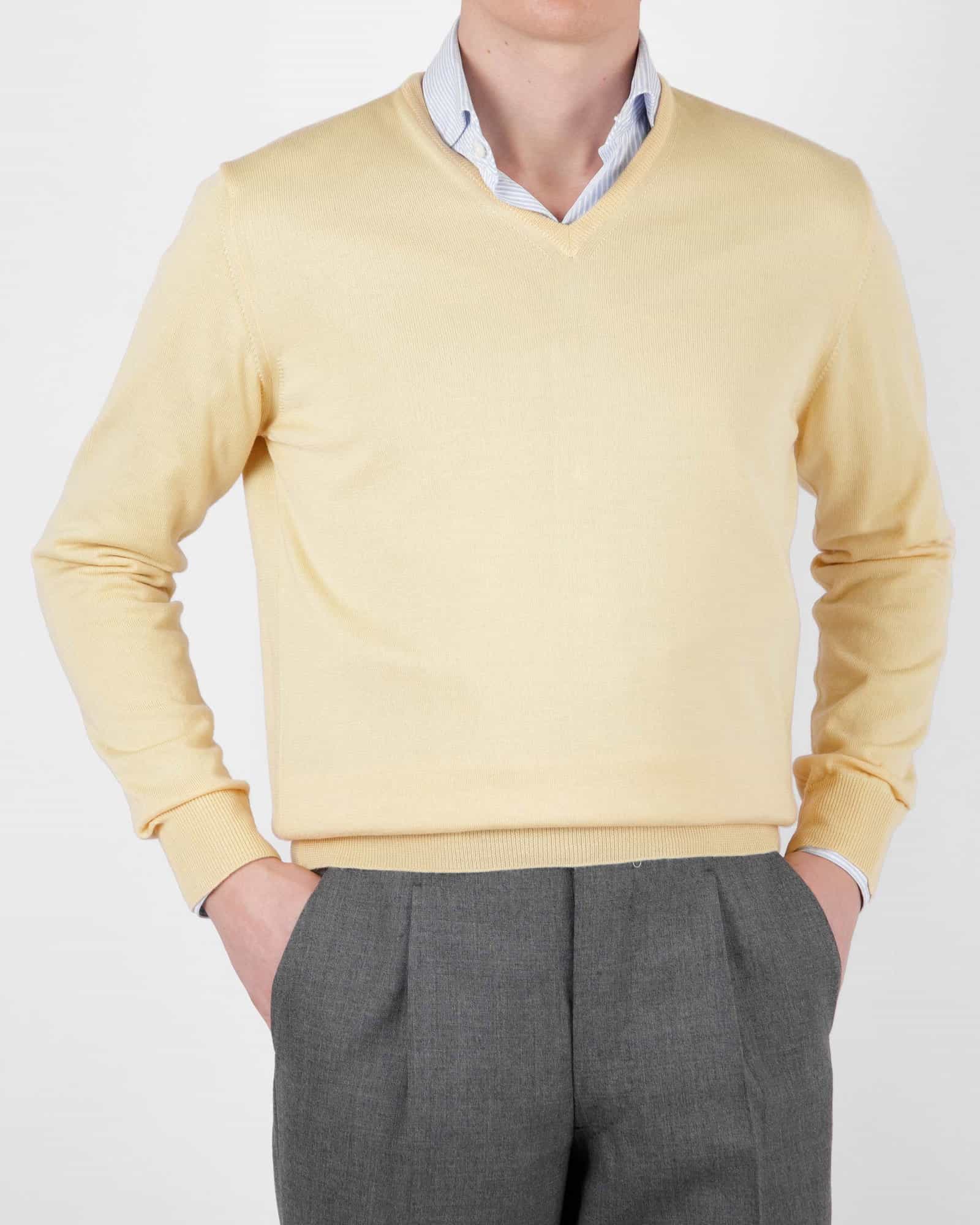 Superfine Merino V-Neck Yellow