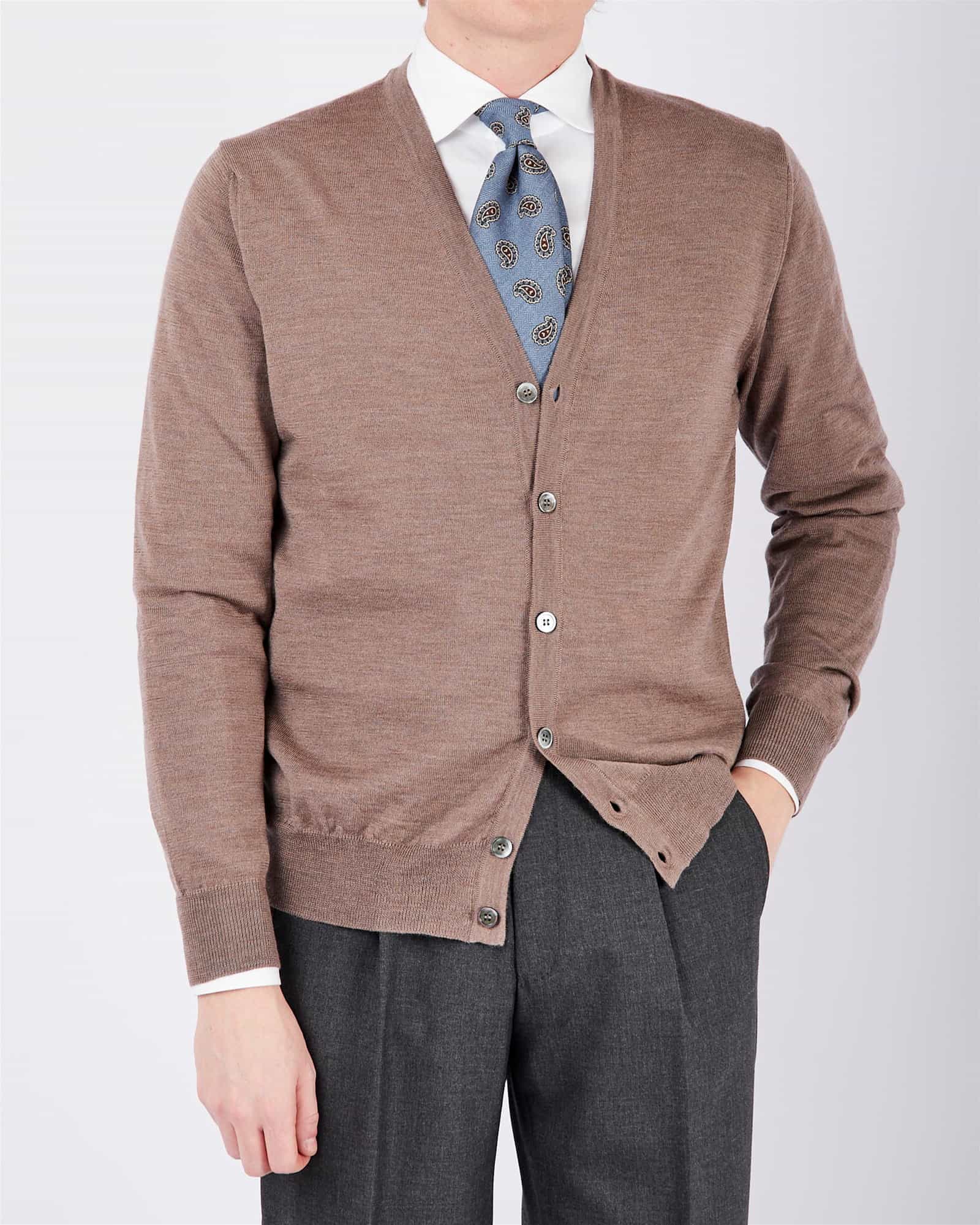 Superfine Merino Cardigan Beige