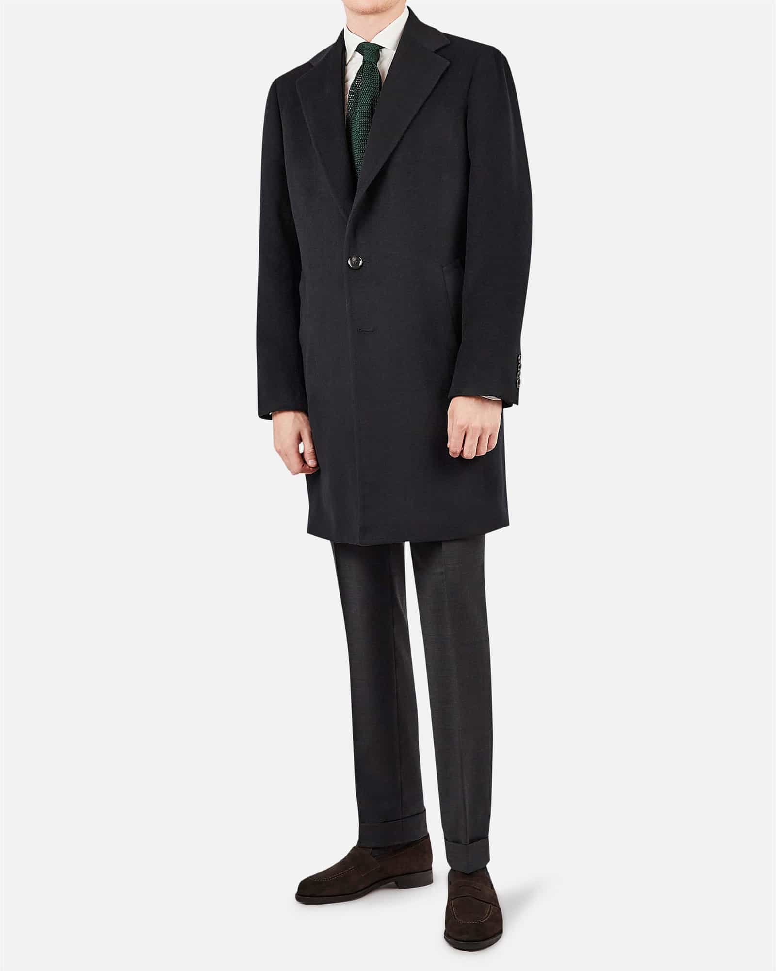 Solid Wool Overcoat Black