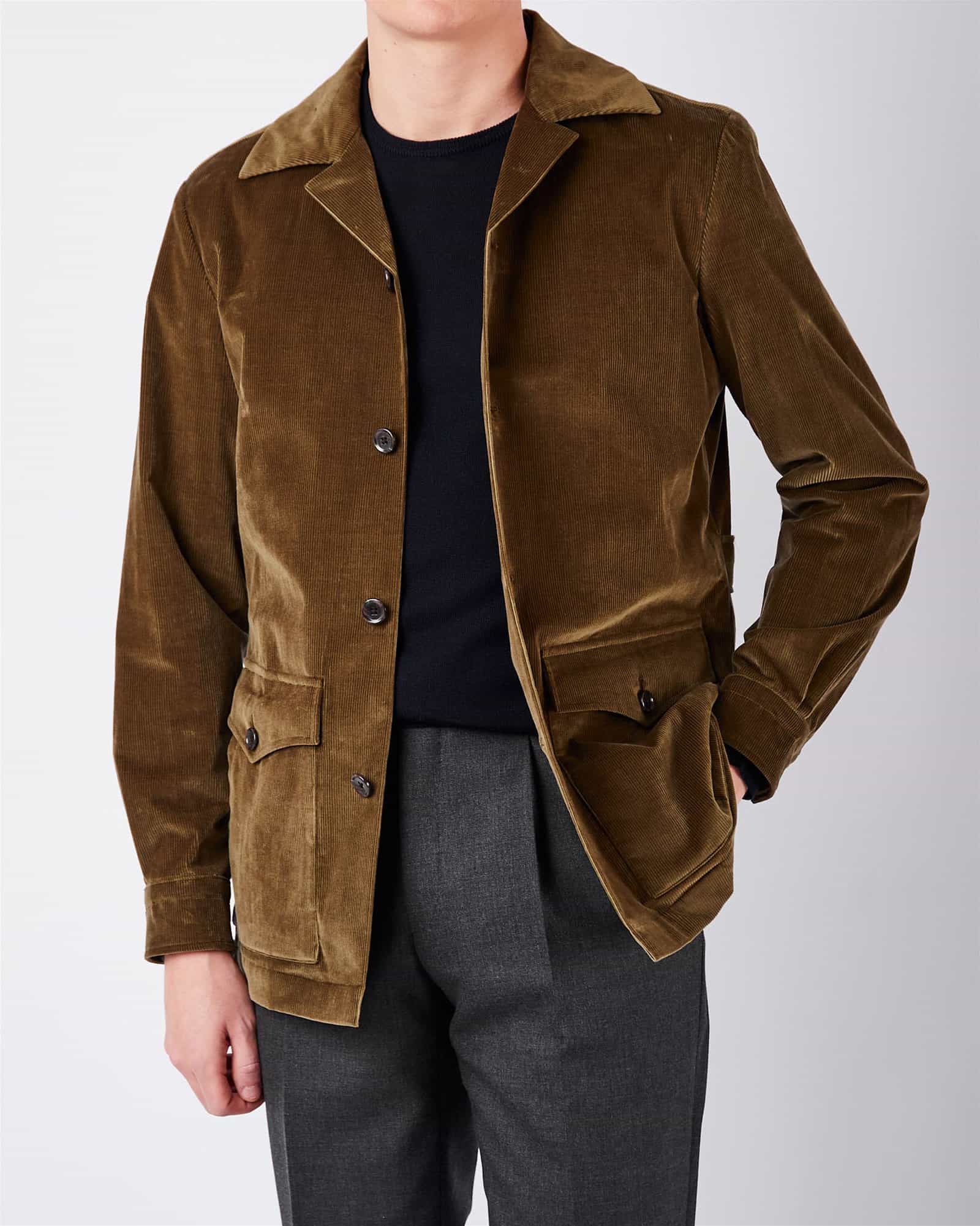 Travellers Jacket - Luxury Italian Cord Olive
