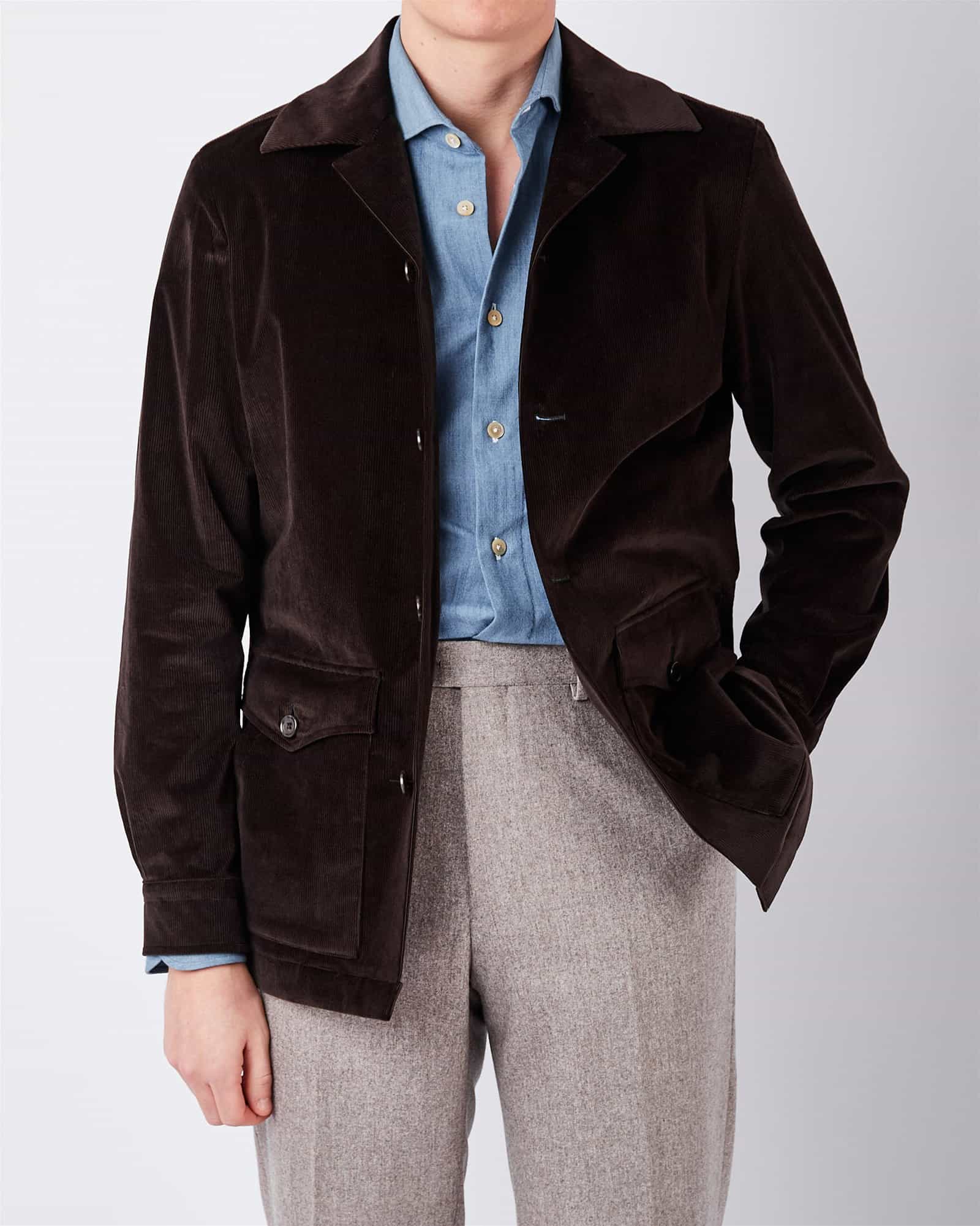Travellers Jacket - Luxury Italian Cord Brown