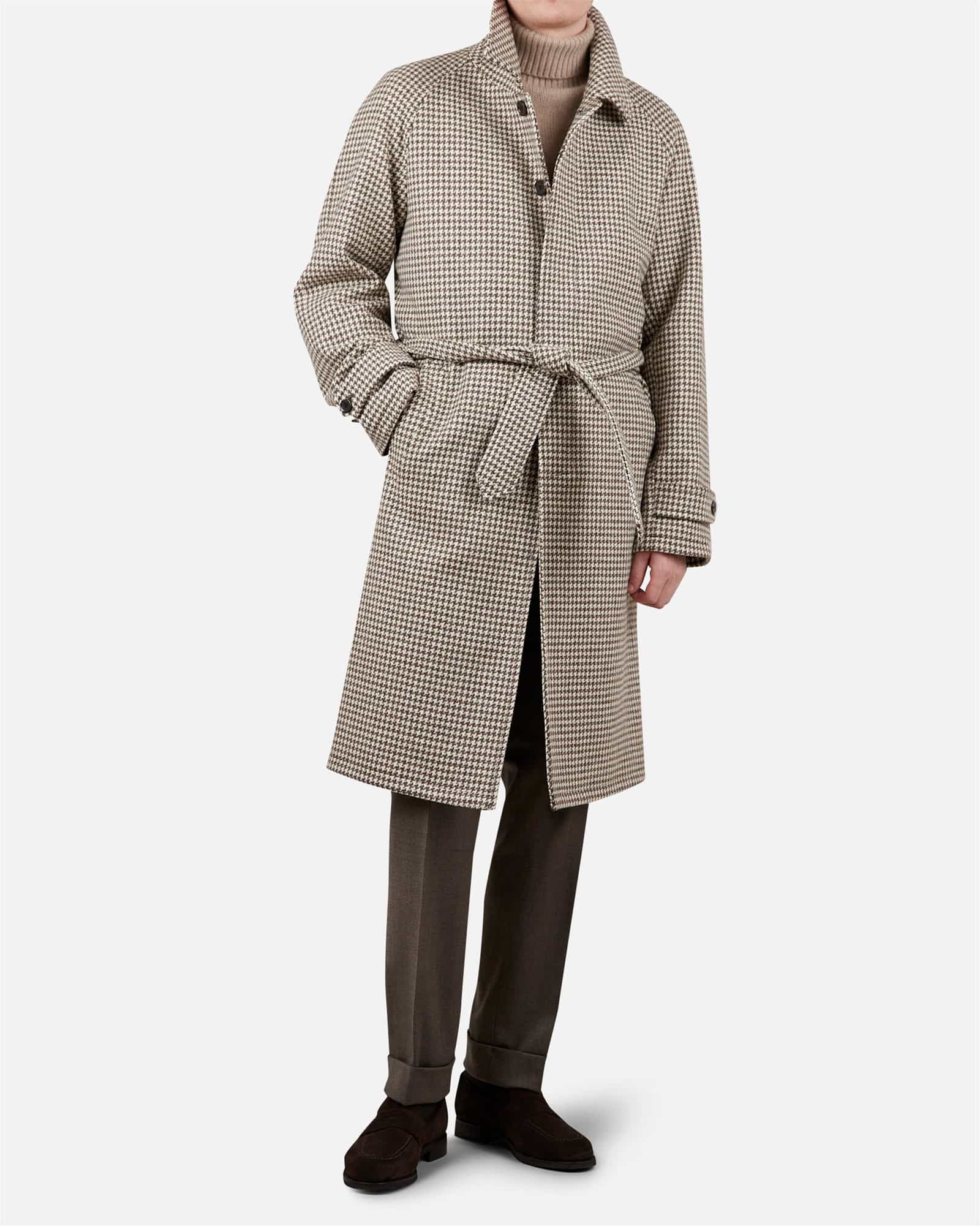 Tweed Raglan Belt Coat Beige