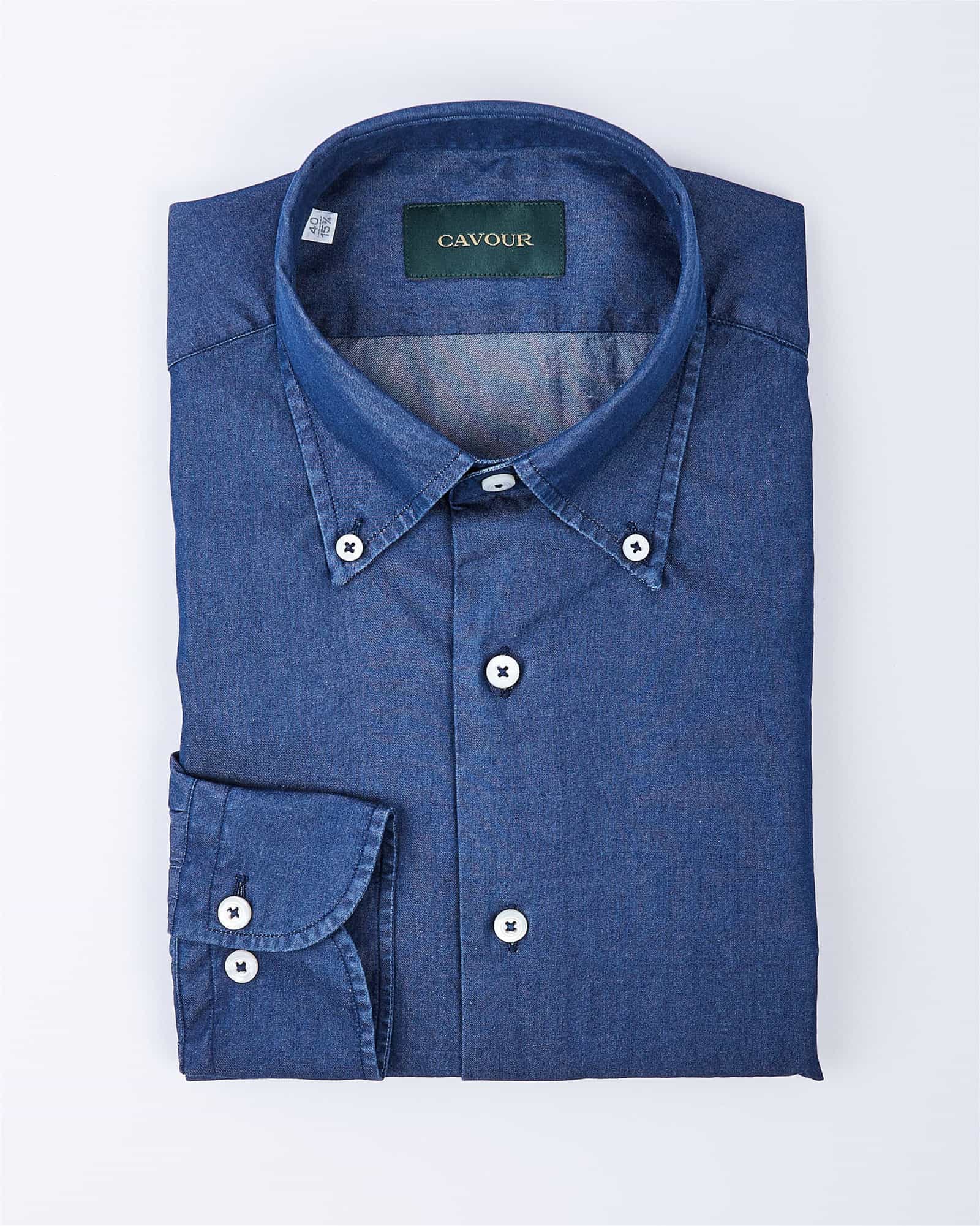 Light Denim Button Down Collar Navy