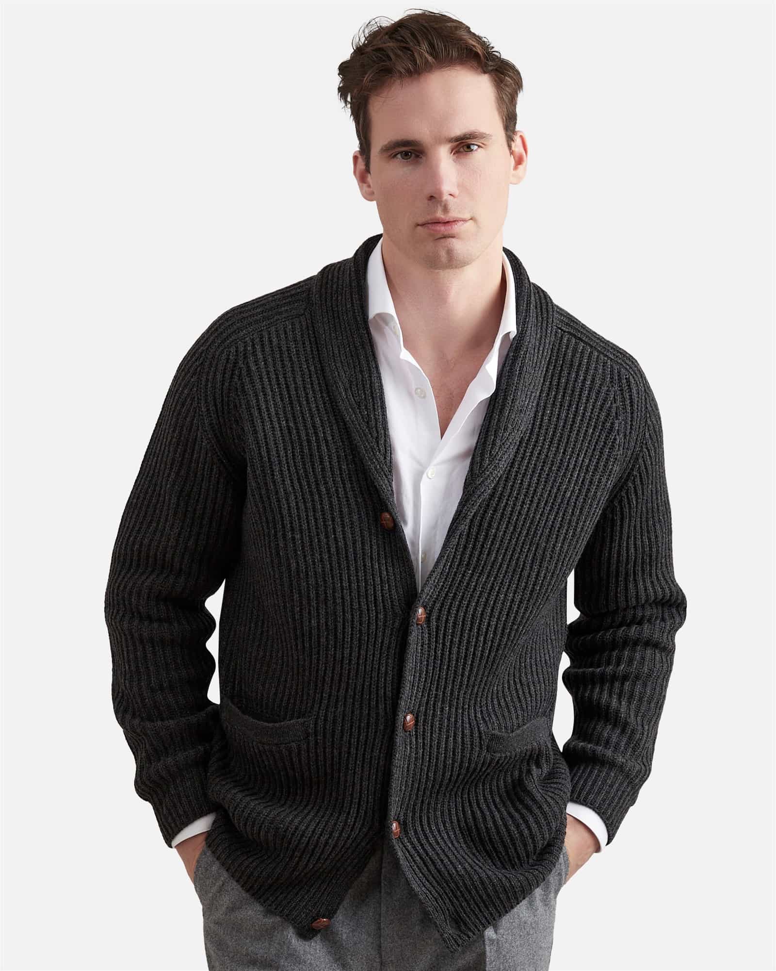Heavy Ribbed Cardigan Grey
