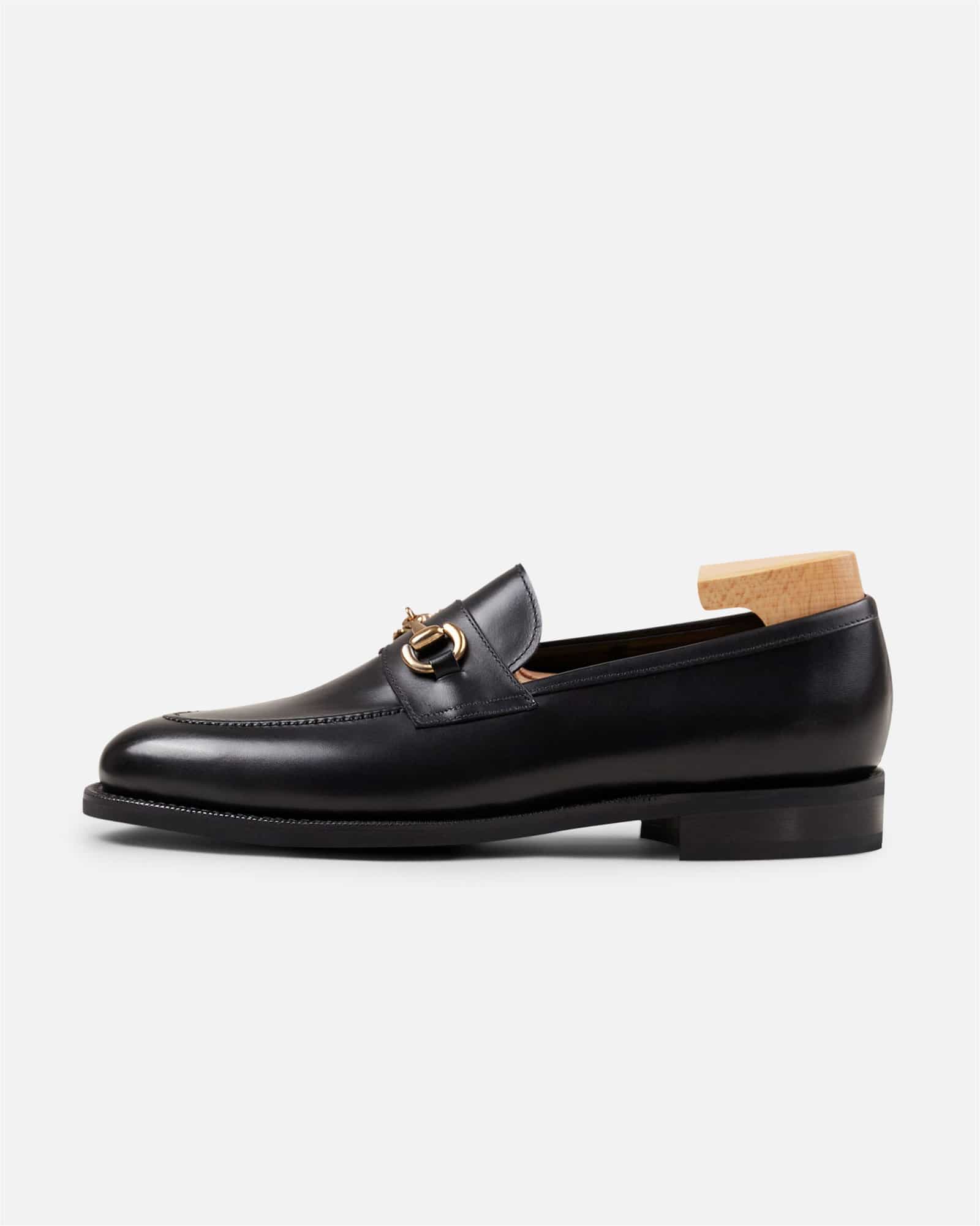 Horse Bit Loafer Boxcalf Rubber Sole Black