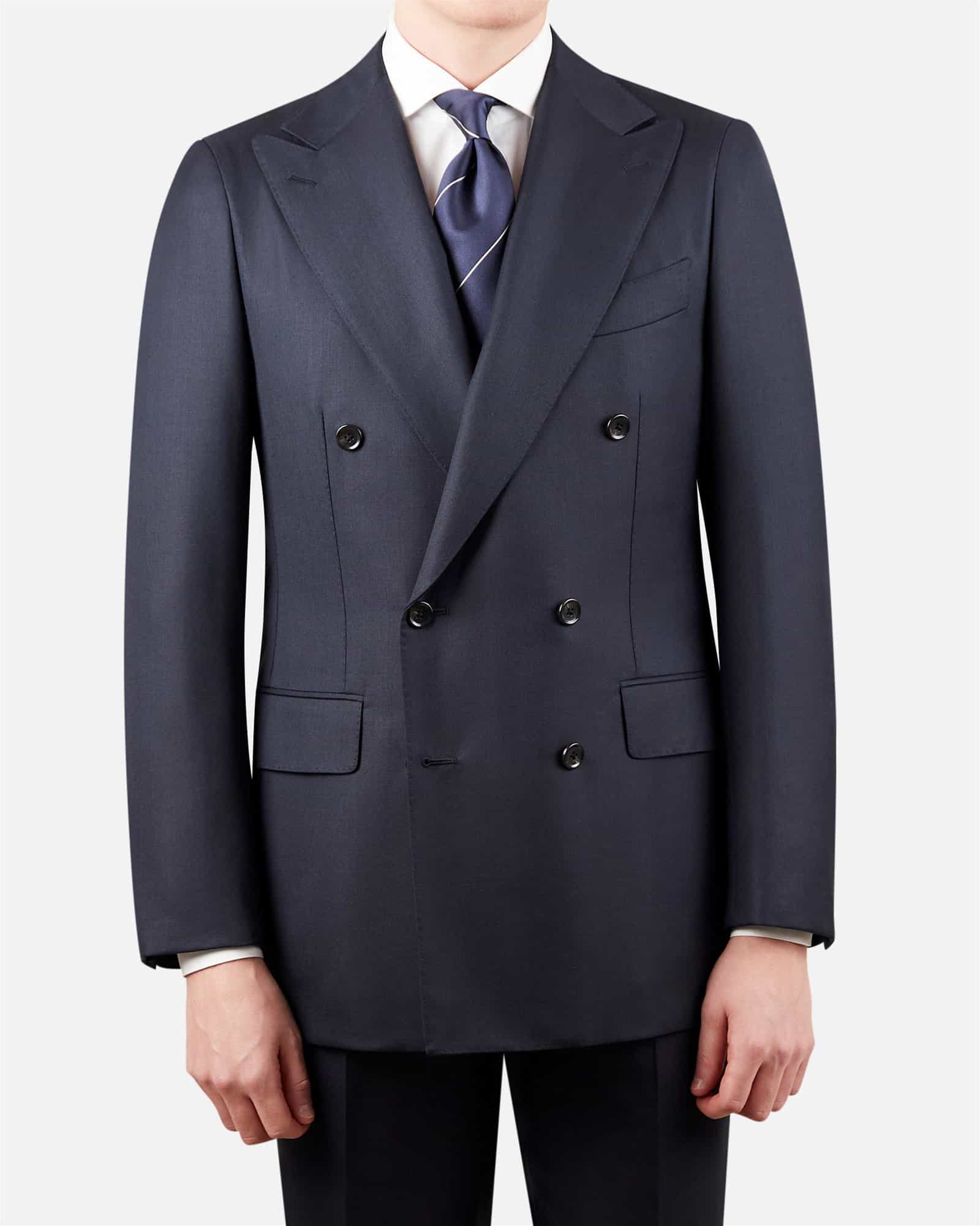 Mod 2 Double Breasted Heavy Worsted Wool Jacket Navy