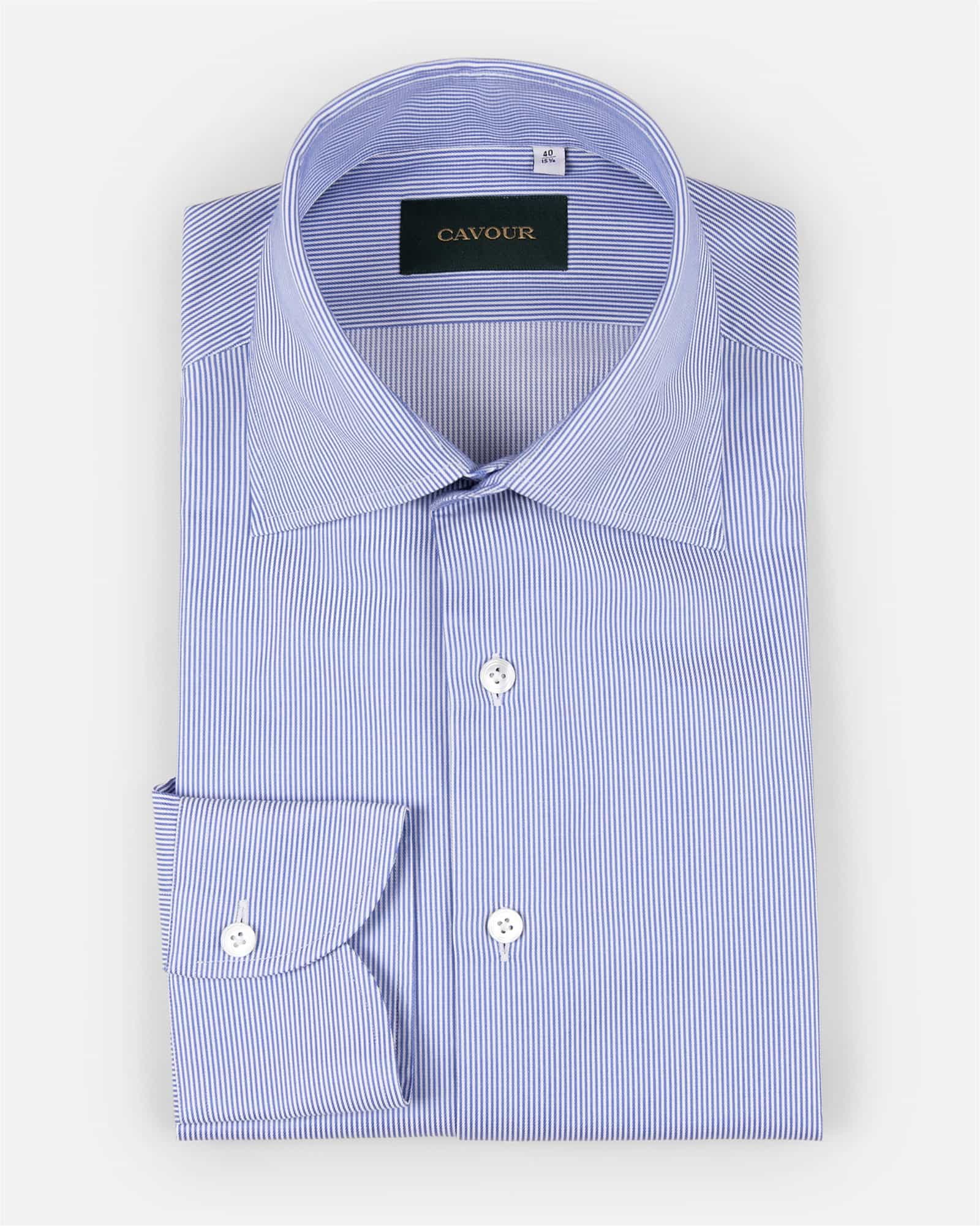 Premium Small Striped Shirt Blue