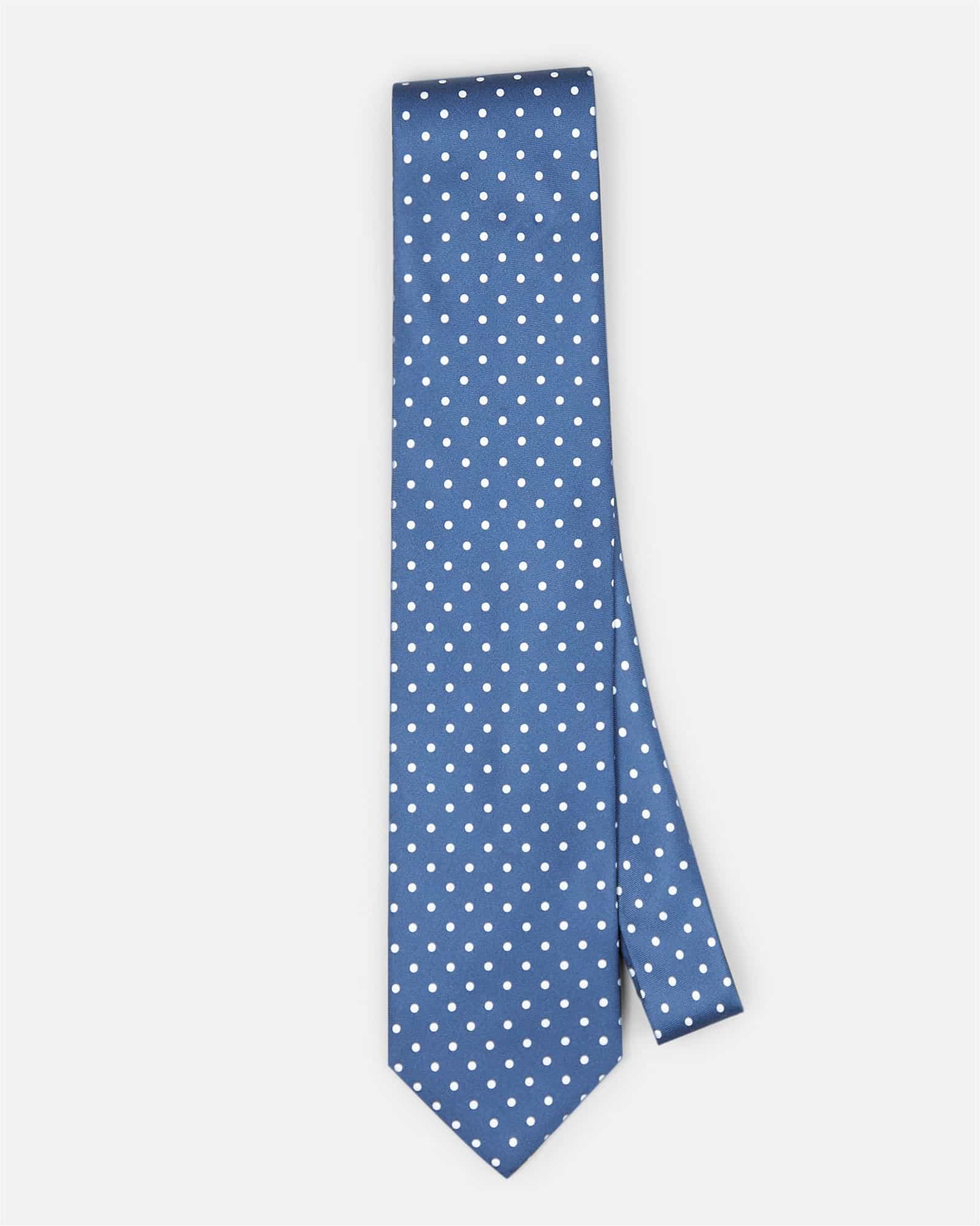 Polka Dot Silk Tie Navy