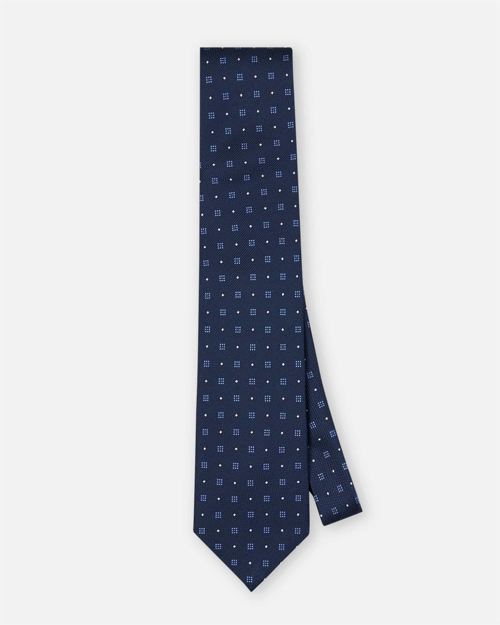 Square Print Silk Tie Blue