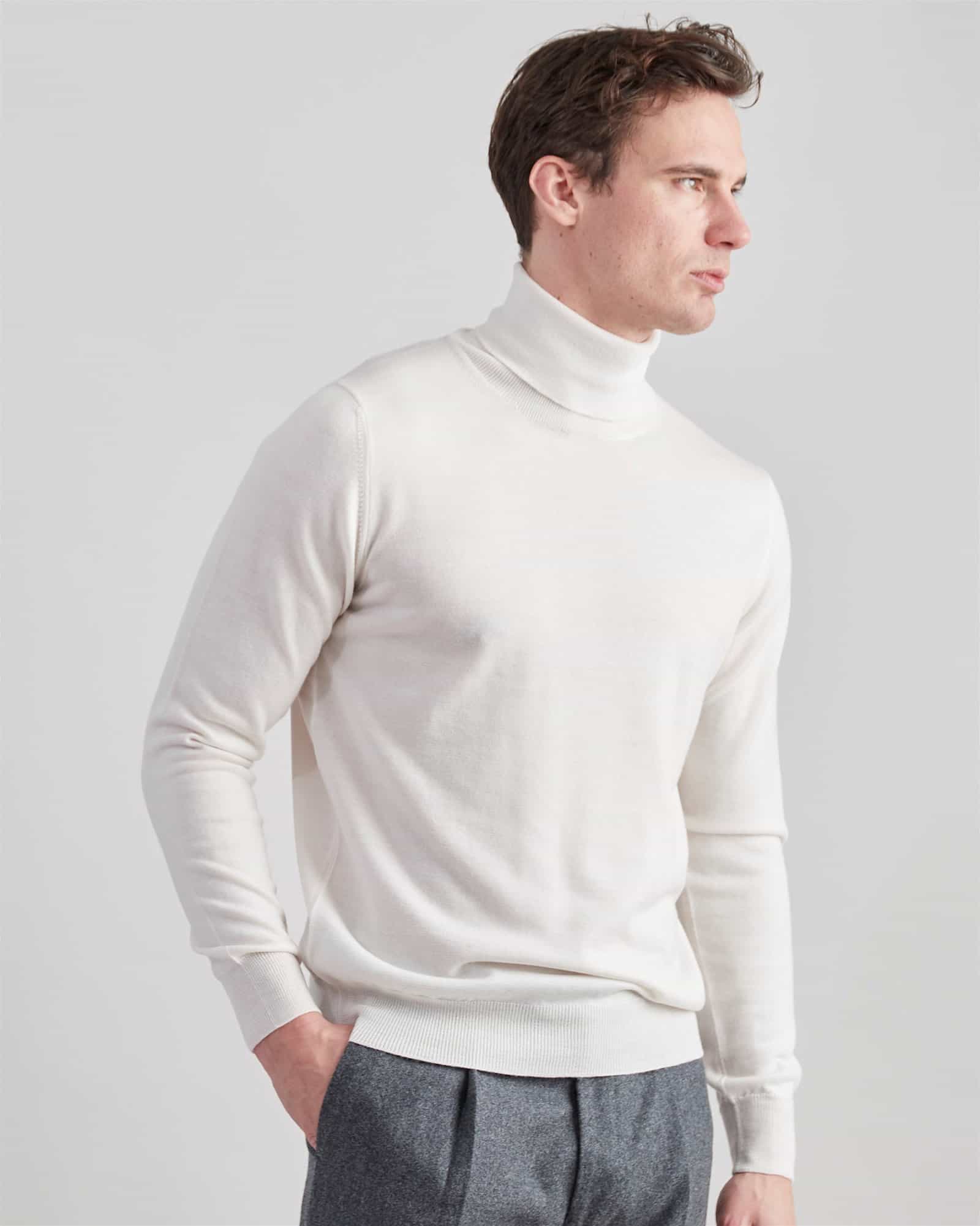 Superfine Merino Roll Neck Cream