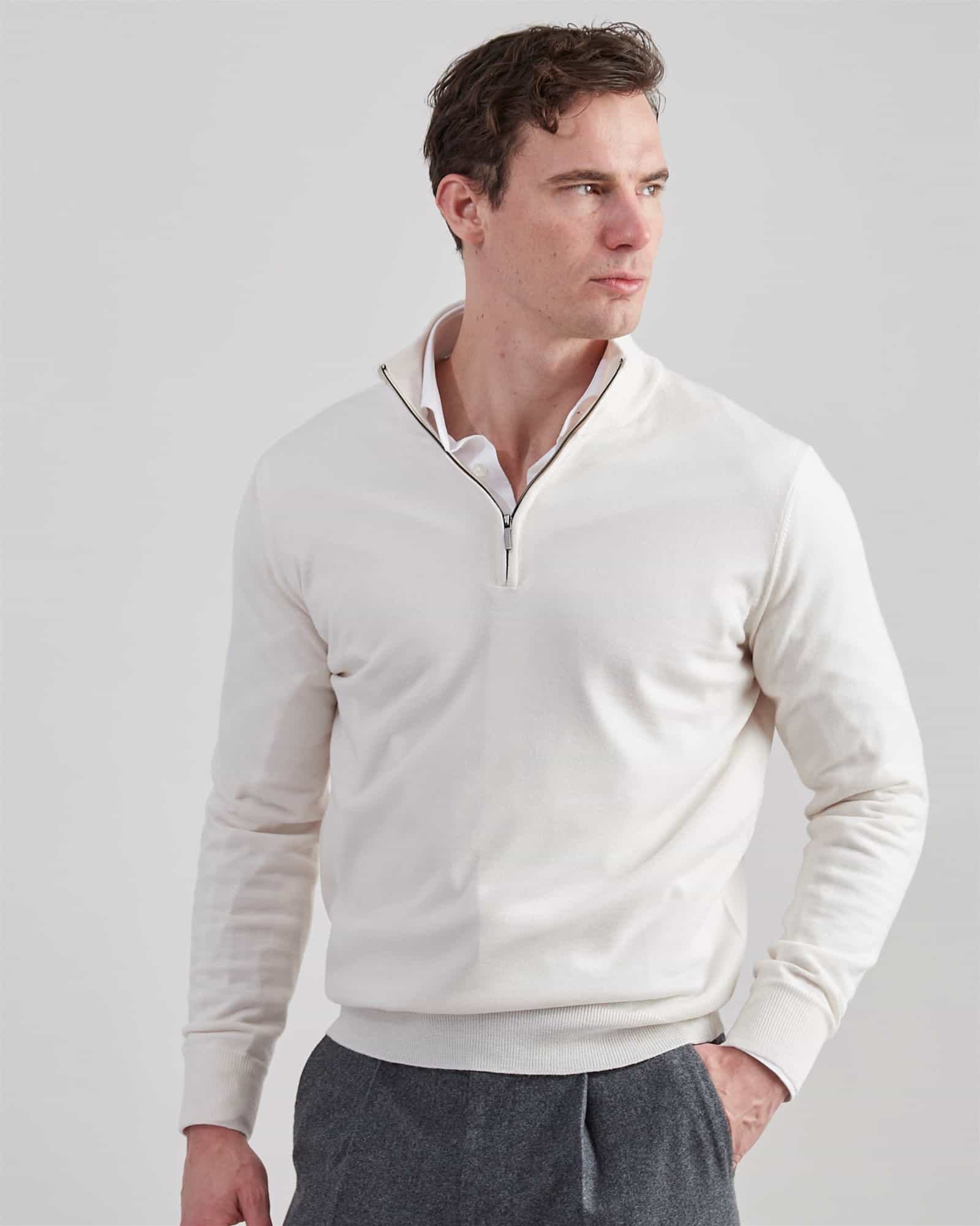 Superfine Merino Half Zip Cream