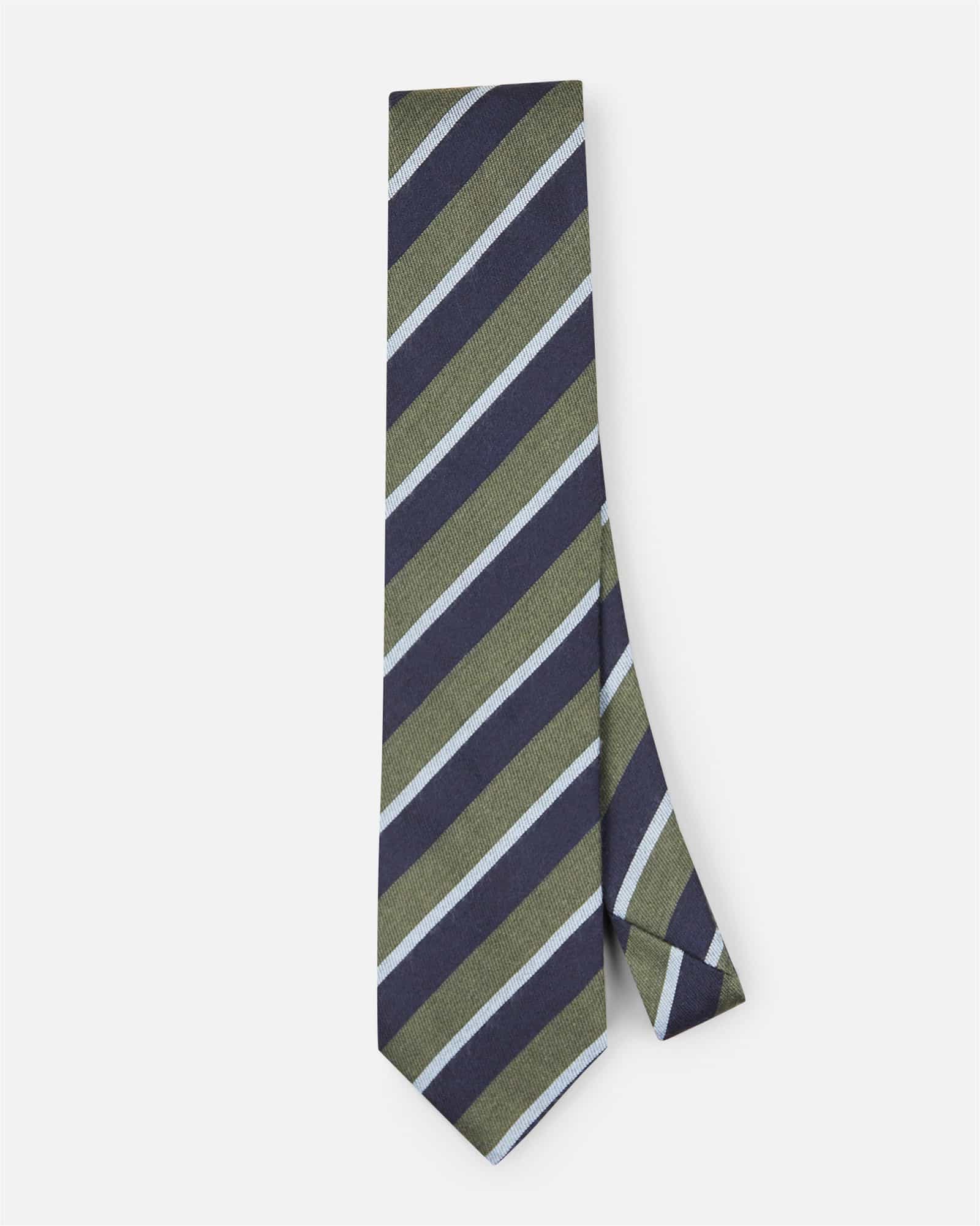 Striped Wool Tie Olive
