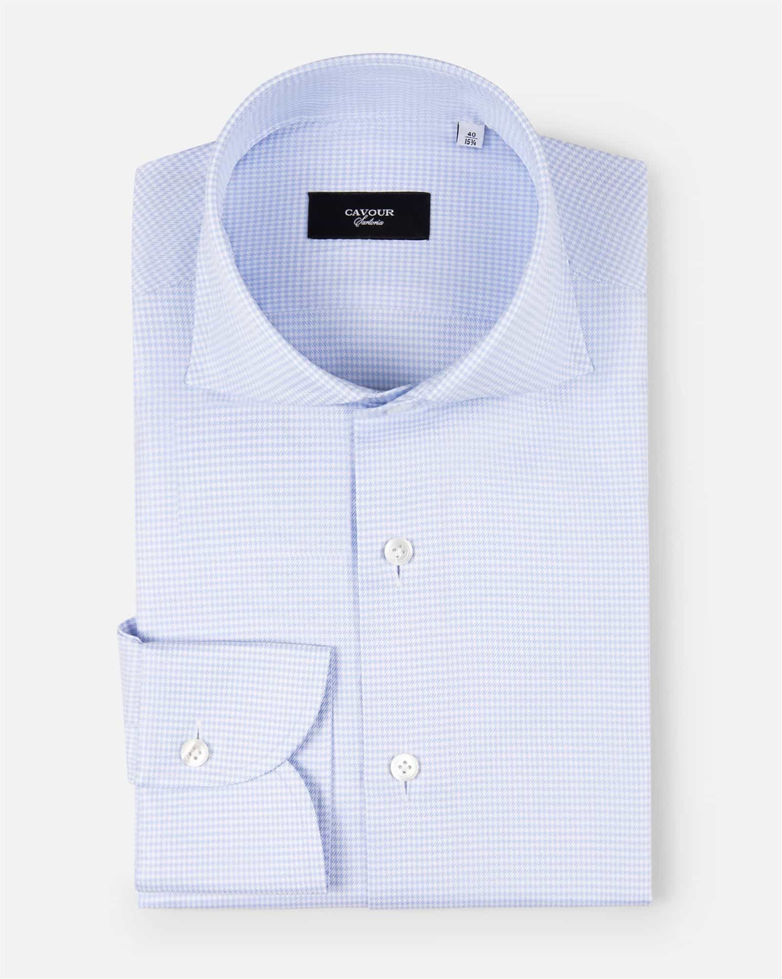 Twill Houndstooth Shirt Blue