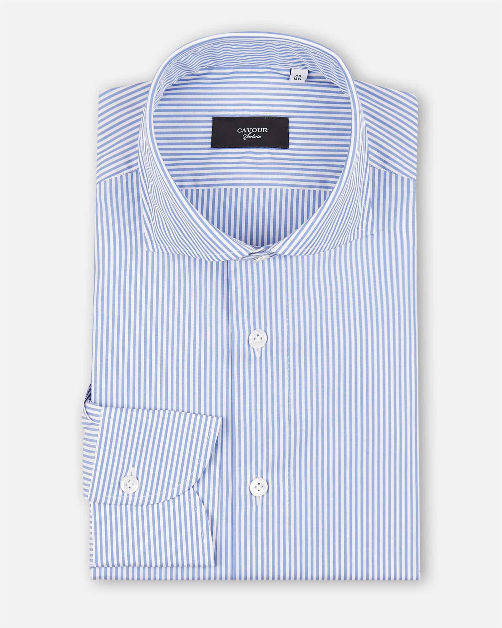 Luxury Bengal Stripe Poplin Shirt Blue