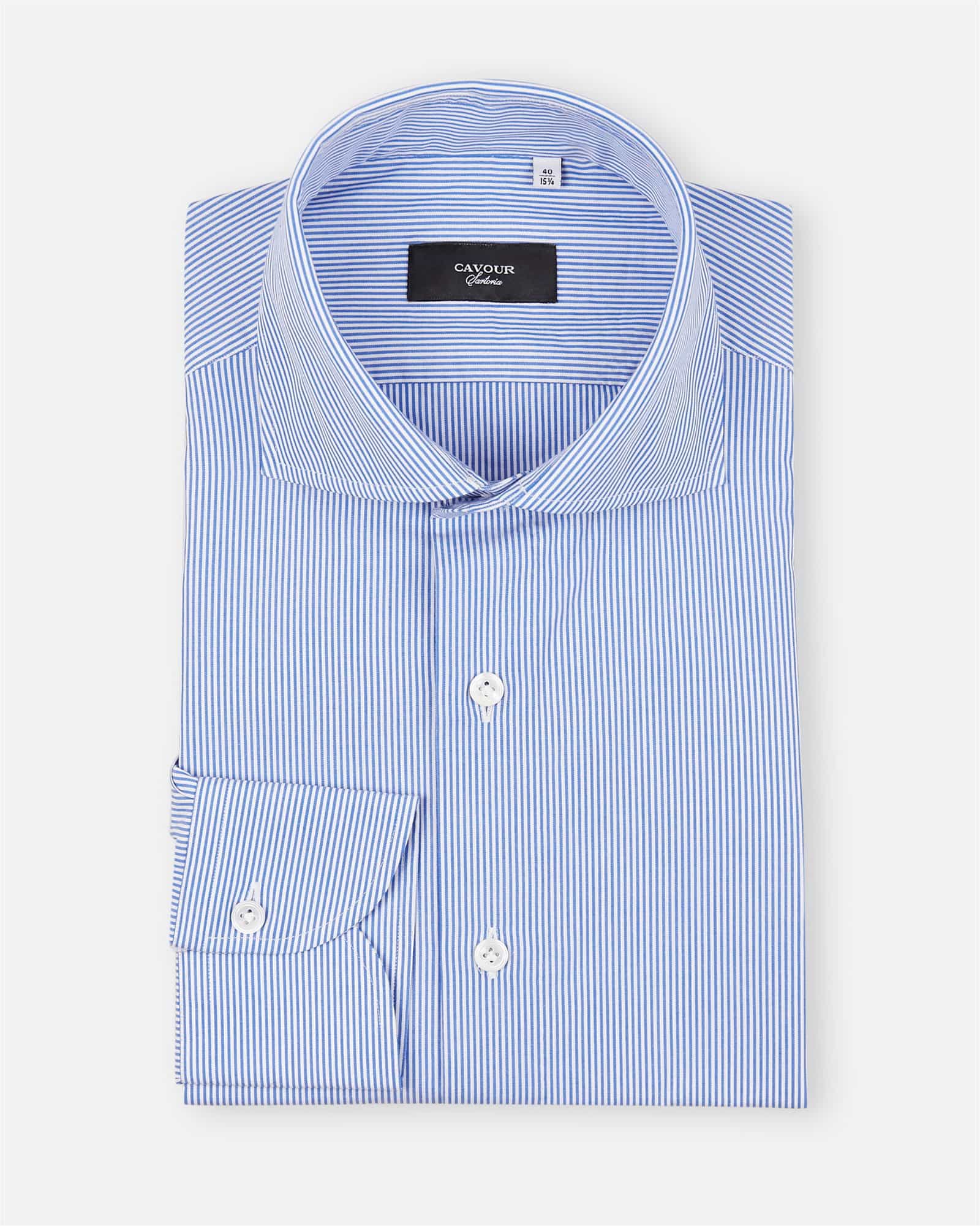 Fine Poplin Striped Shirt Blue