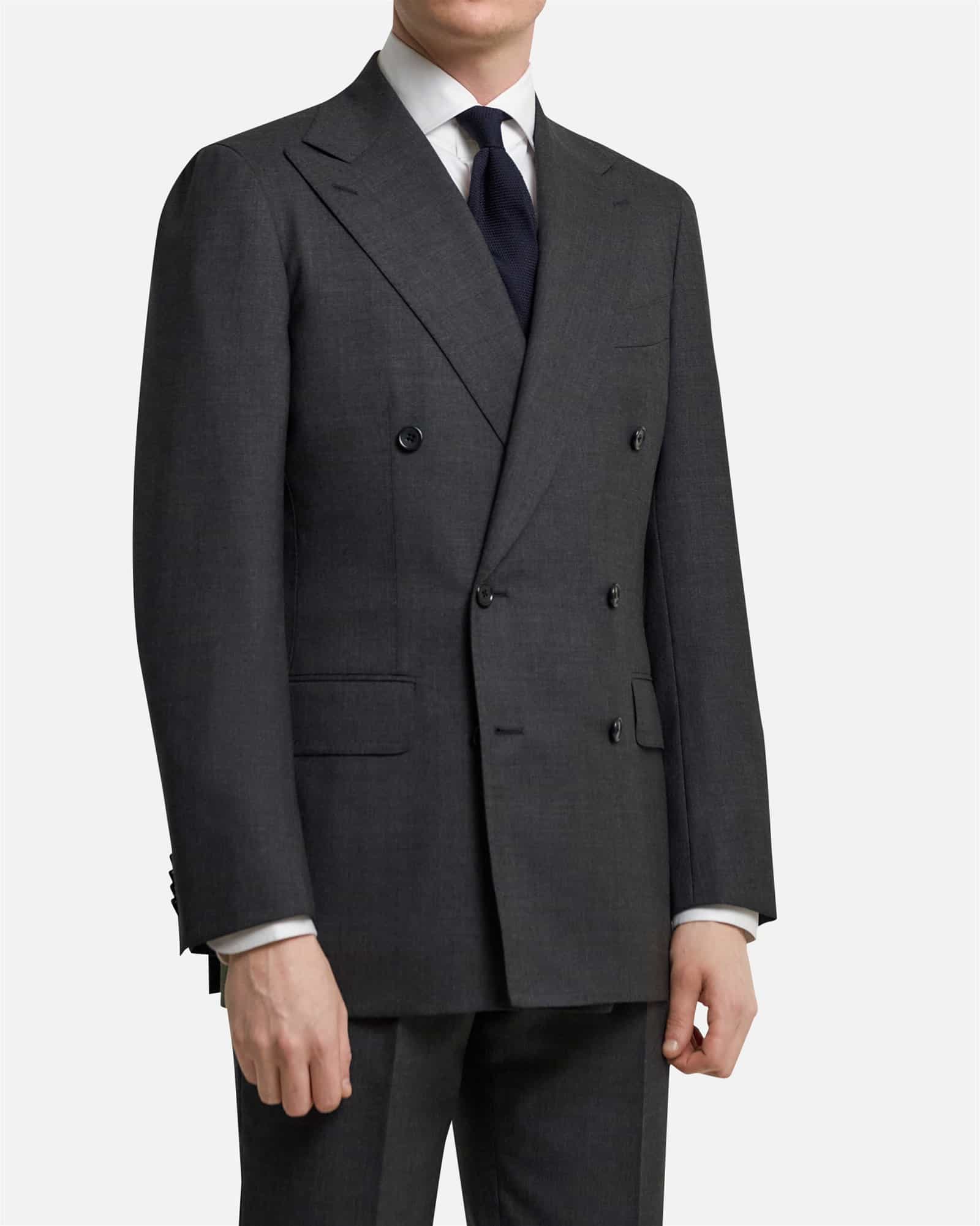 LONG Mod 3 Cavour Twist Double Breasted Jacket Grey (make it a suit)