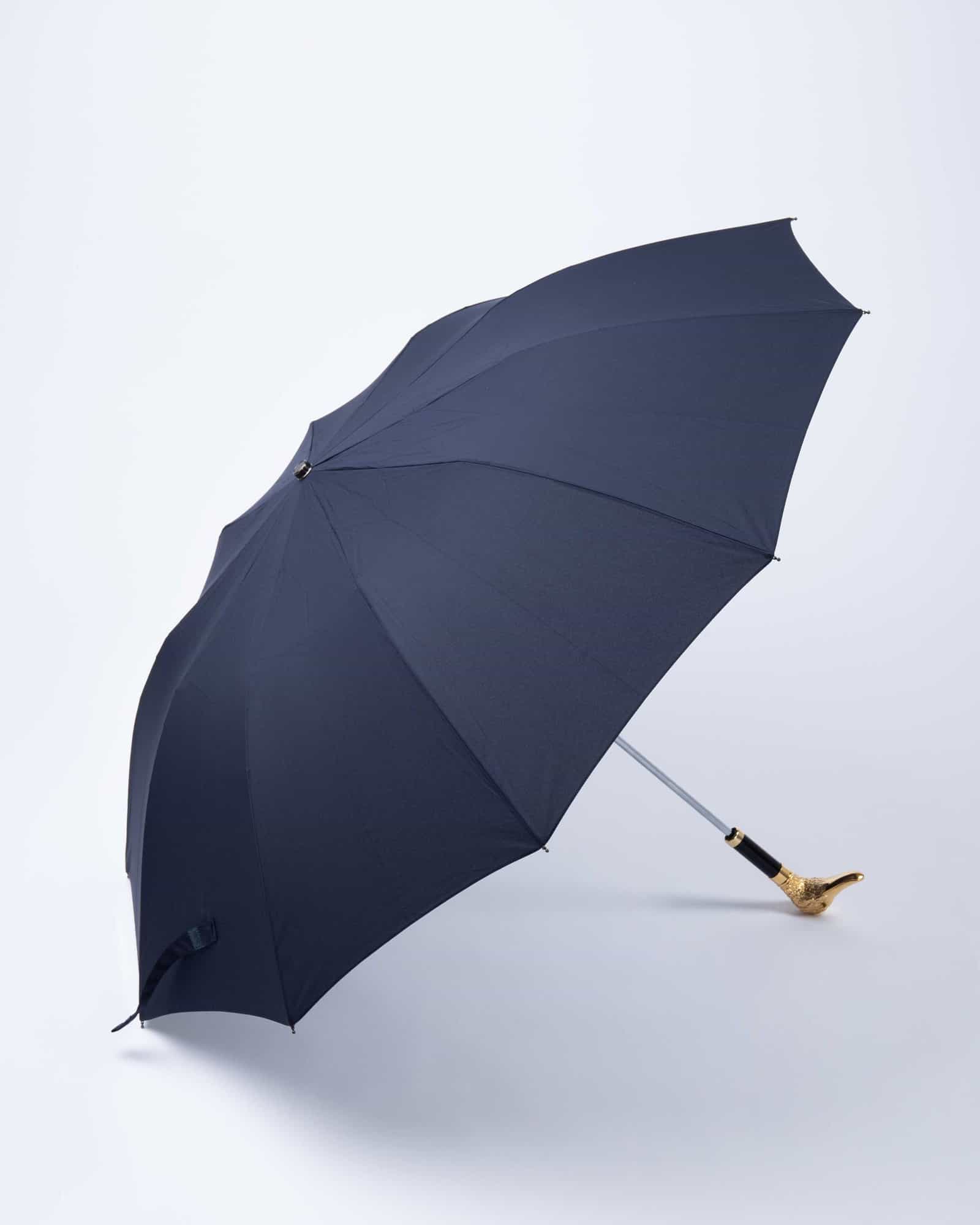Gilt Duck Head Telescopic Umbrella Navy