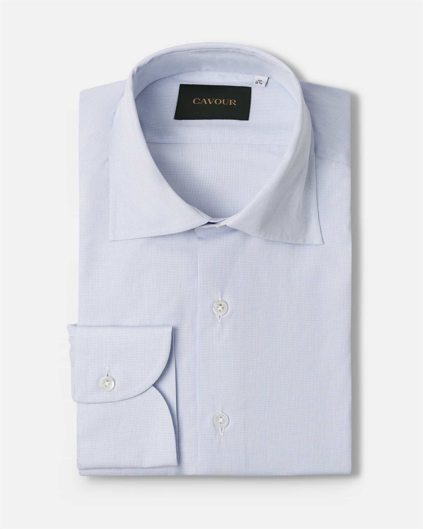 Premium Micro Check Shirt Blue