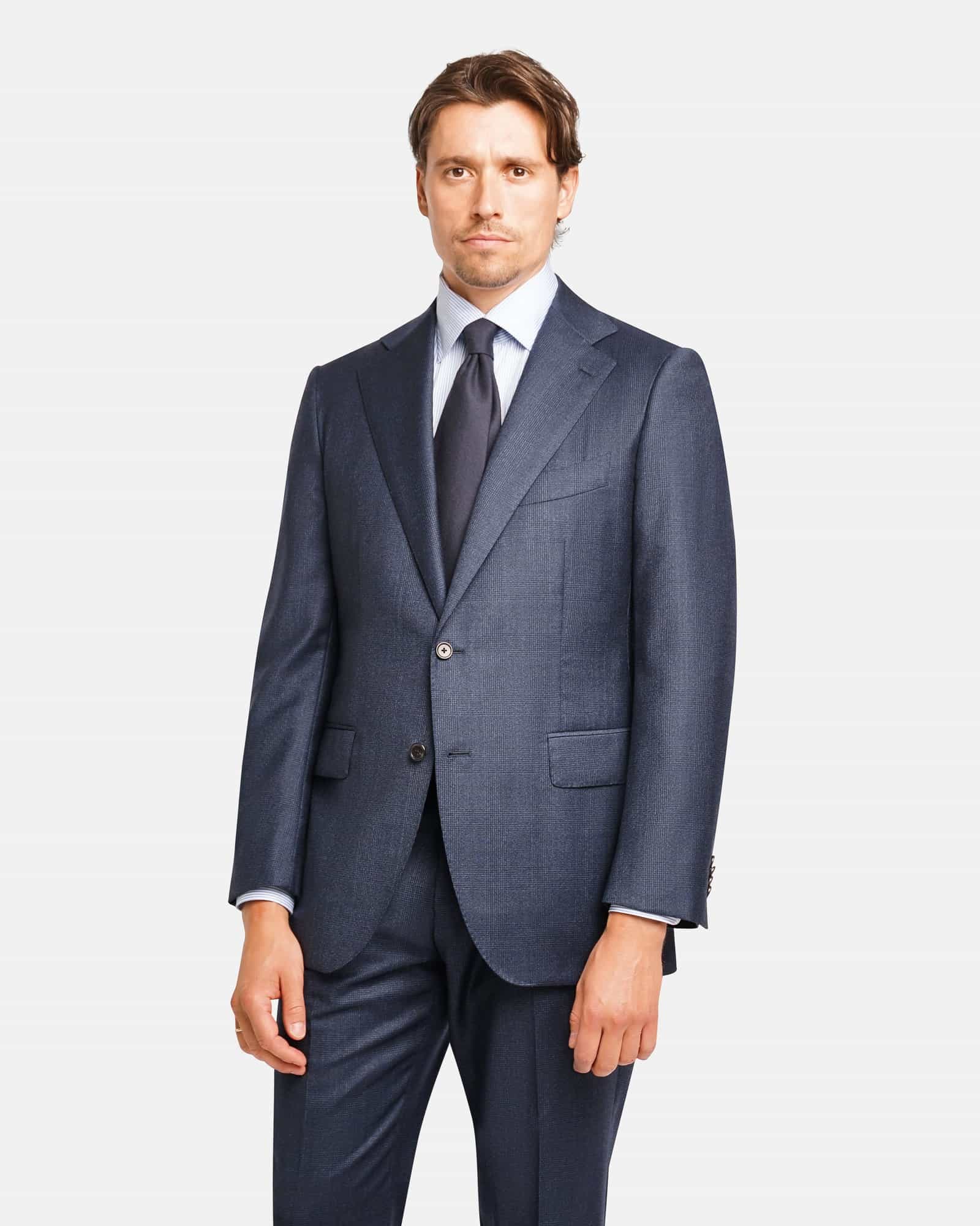Mod 4 - Worsted Flannel Checked Suit Navy