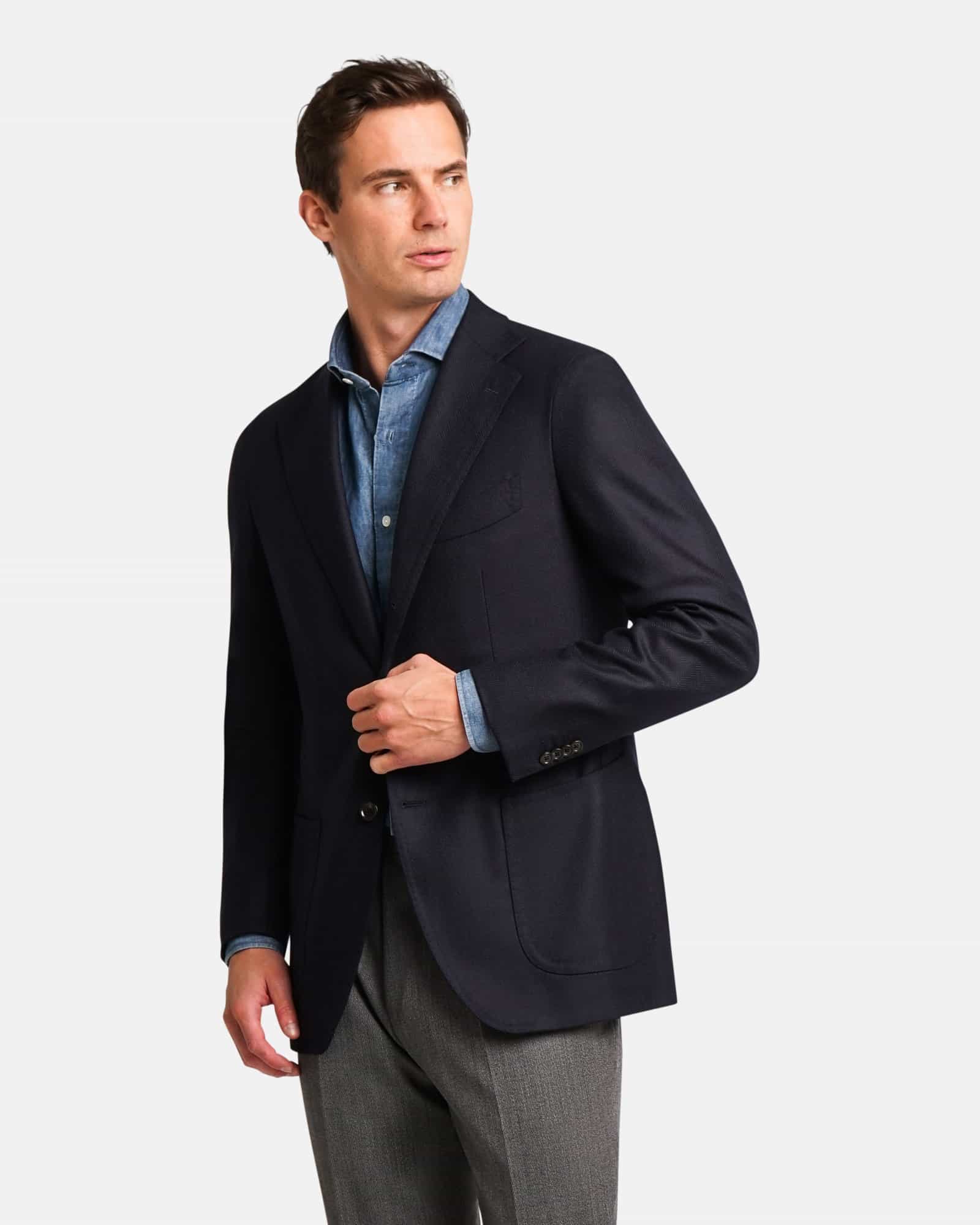 Mod 2 - Flannel Herringbone Jacket Navy