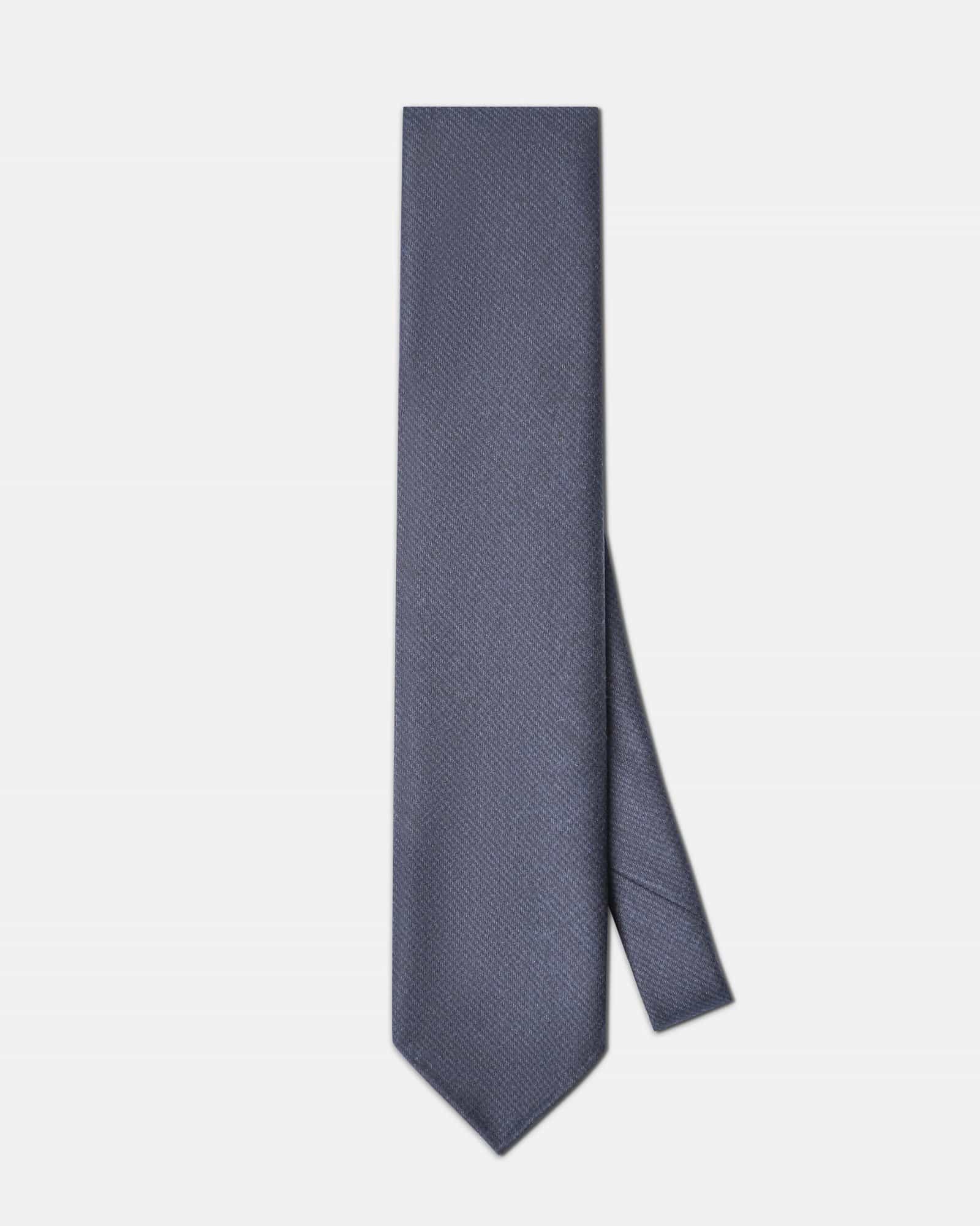 Houndstooth Wool Tie Navy