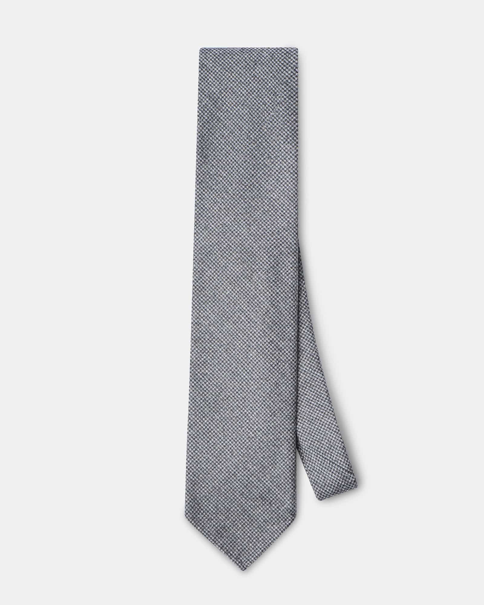 Houndstooth Wool Tie Grey