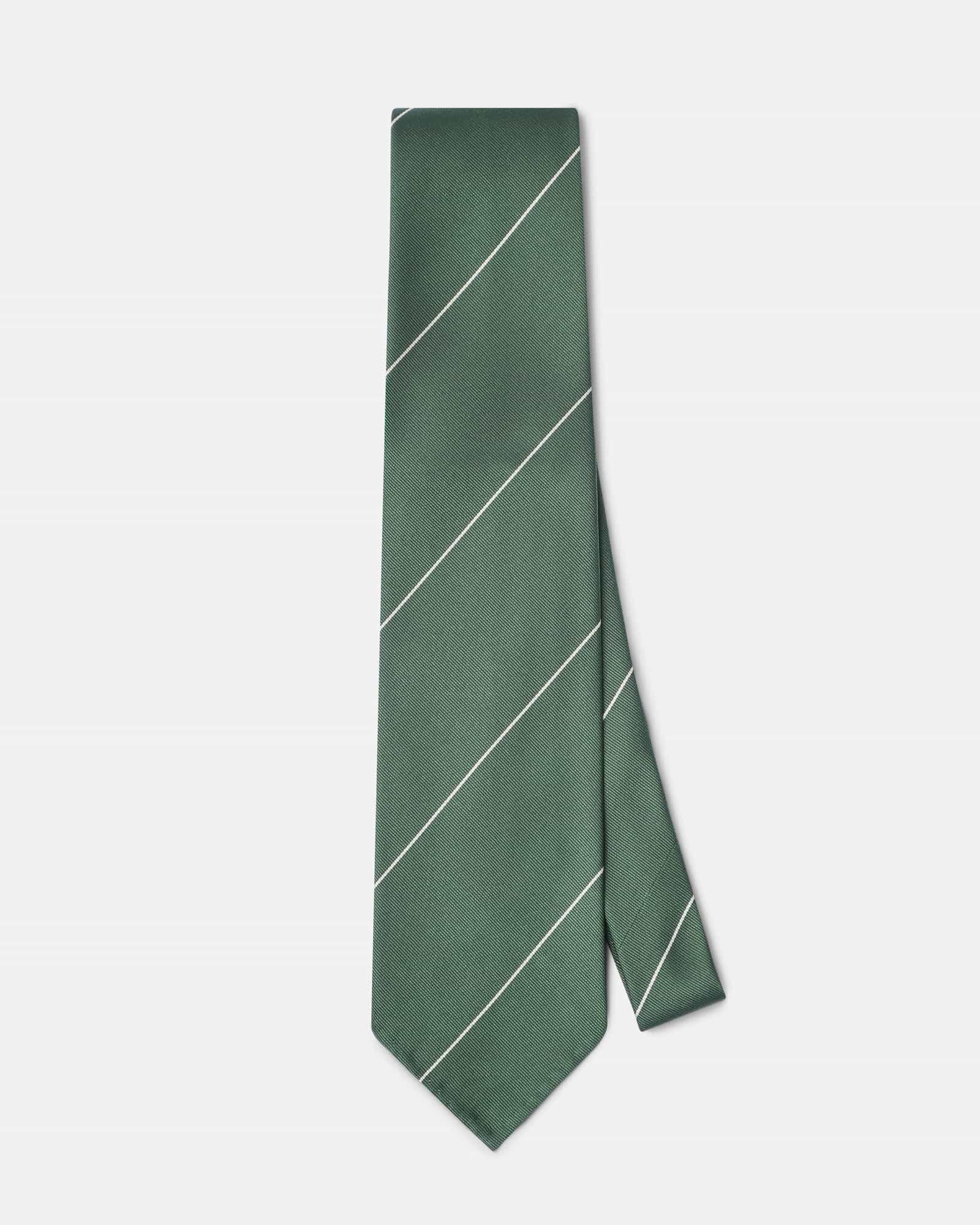 Silk Stripe Tie Green