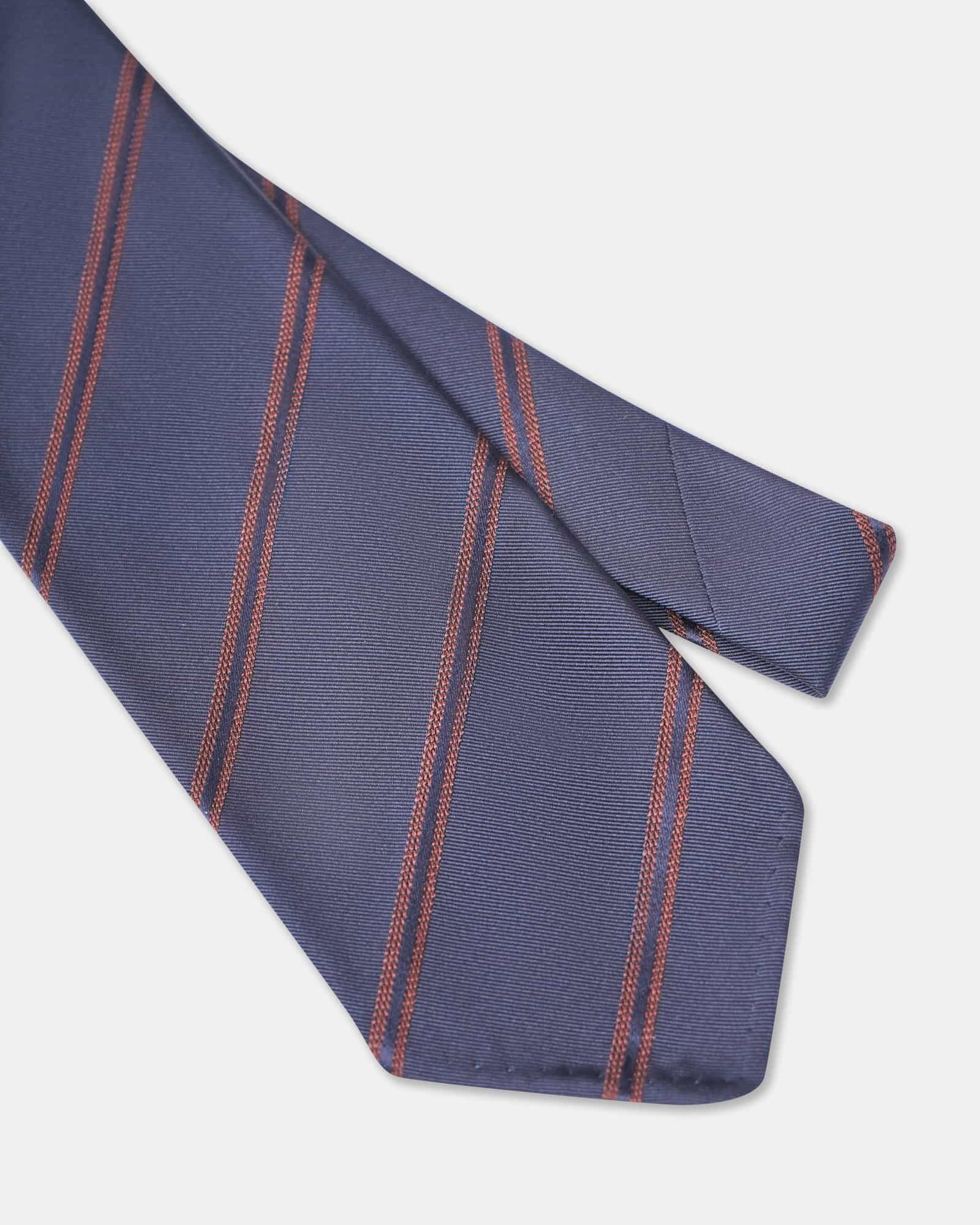 Silk Jacquard Stripe Tie Navy