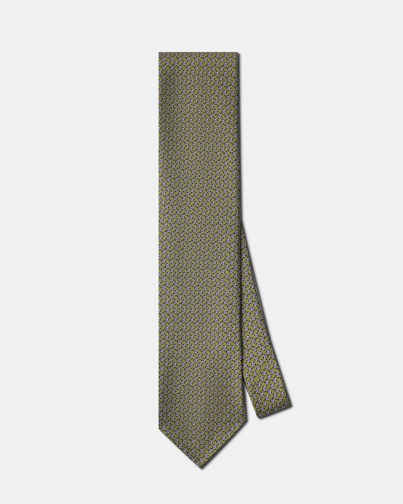 Silk Print Tie Olive
