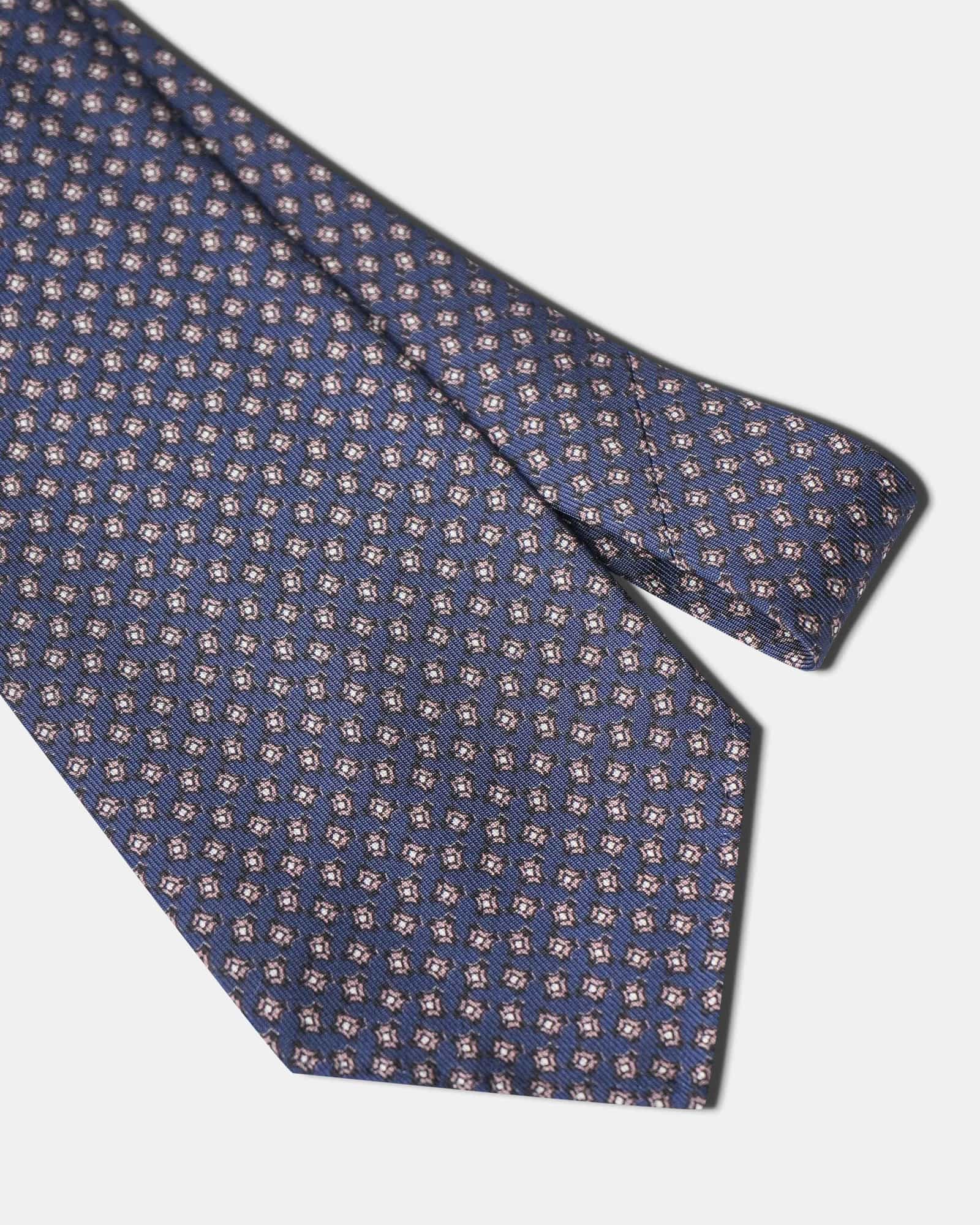 Silk Print Tie Navy