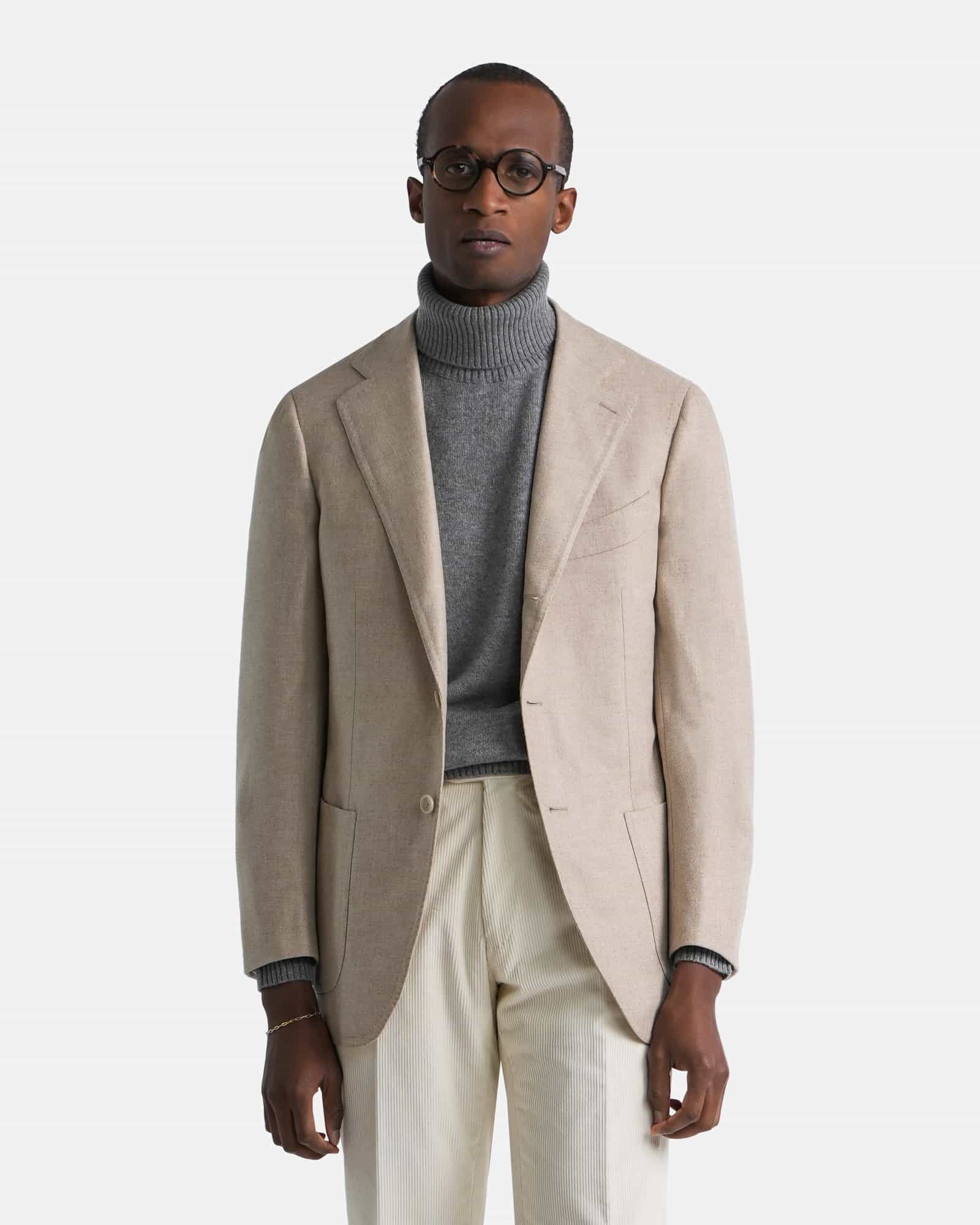 Handmade Flannel Twill Jacket Taupe