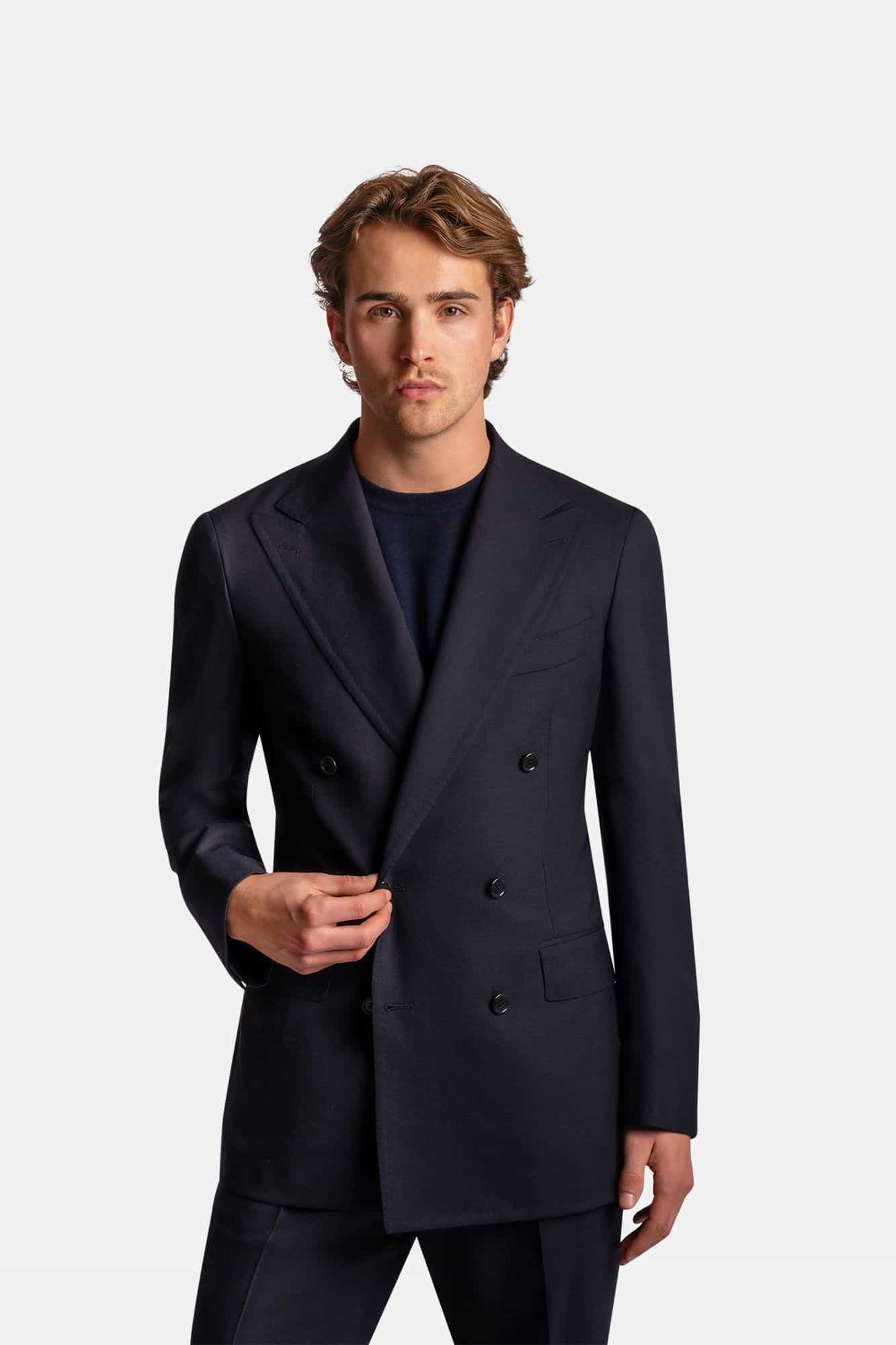 Mod 3 - Double Breasted Cavour Twist Jacket Navy (Part of a suit)