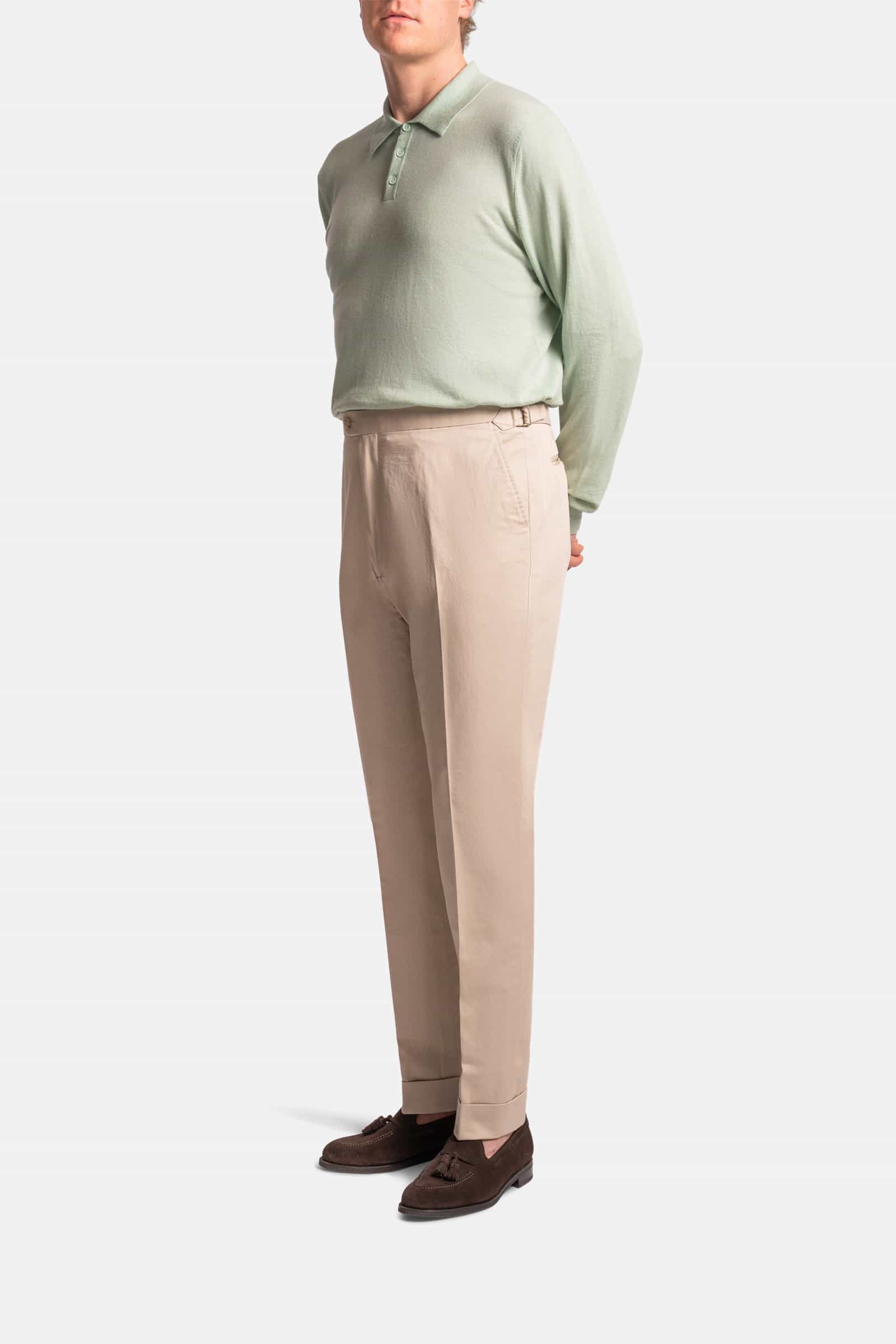 Flat Front Summer Cotton Trouser Beige