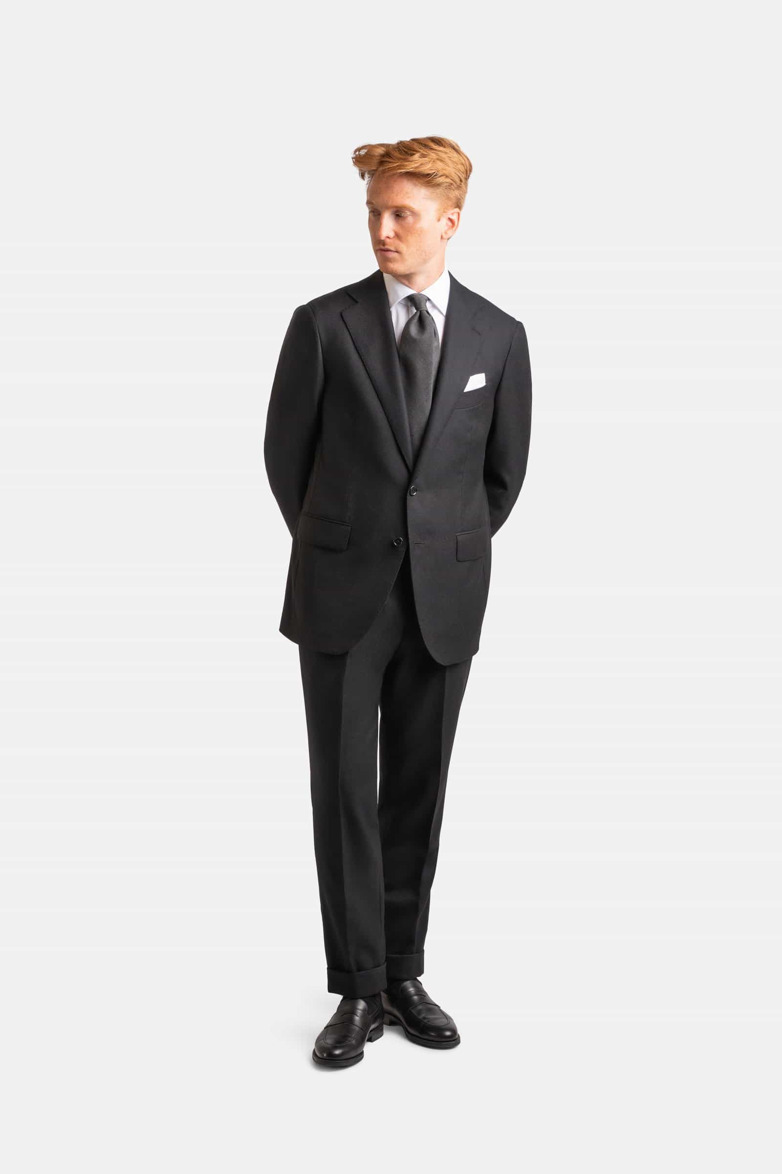 Mod 2 Heavy Flannel Suit - Single Pleat Trouser Black
