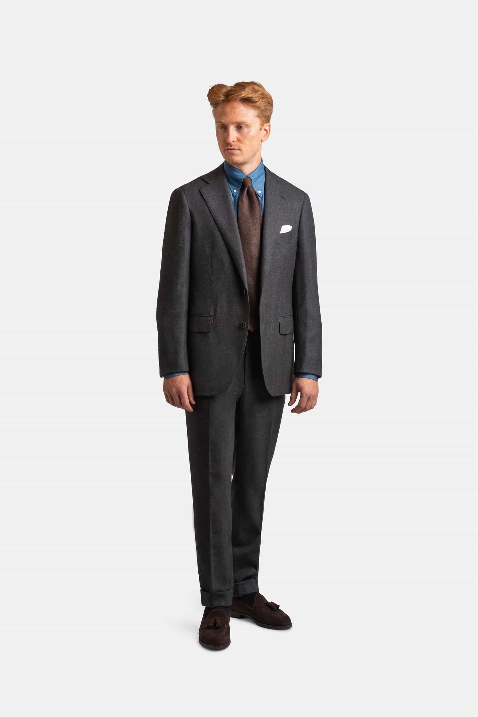 Mod 2 Heavy Flannel Suit - Flat Front Trouser Grey