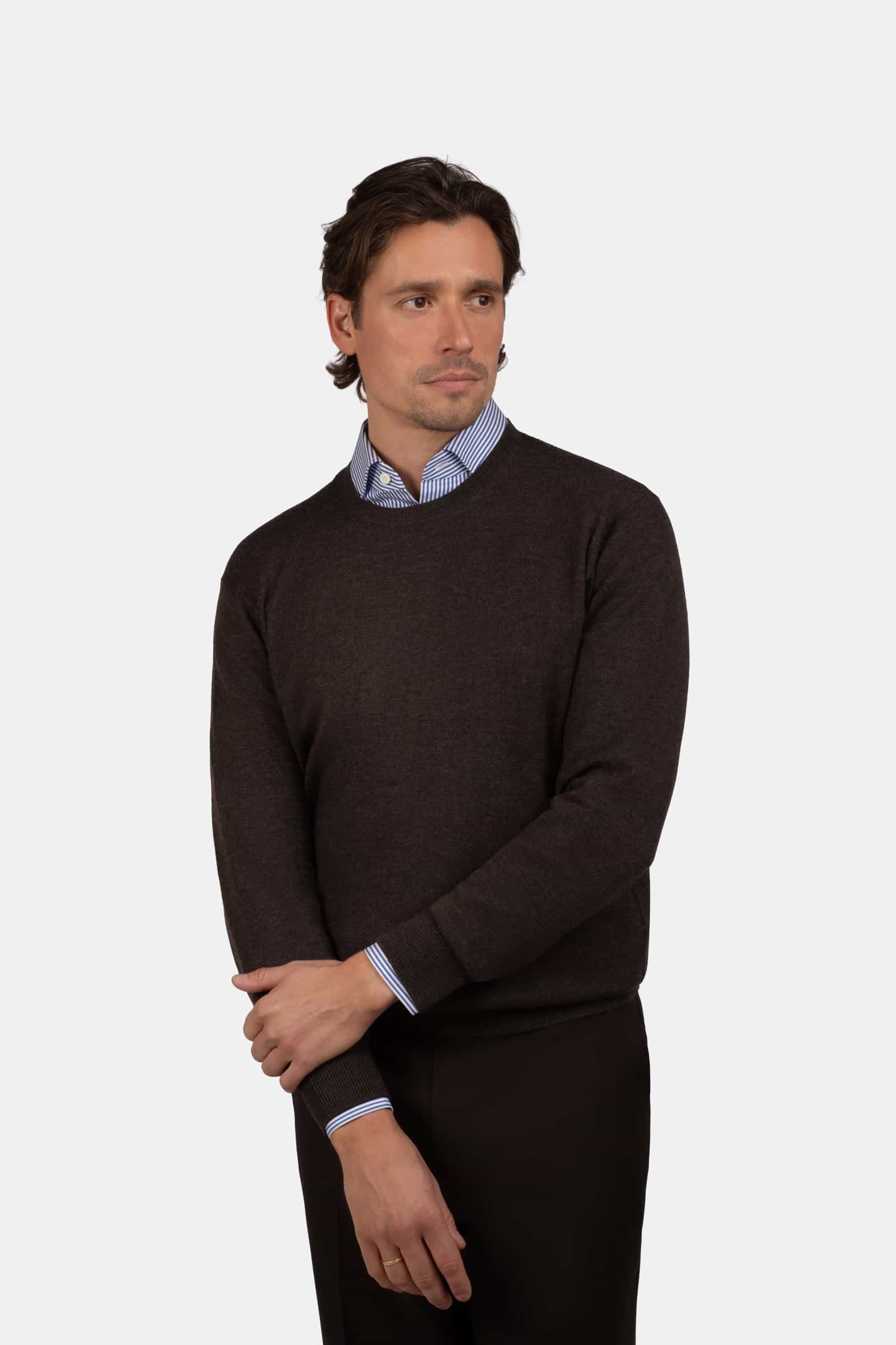 Superfine Merino Round Neck Brown