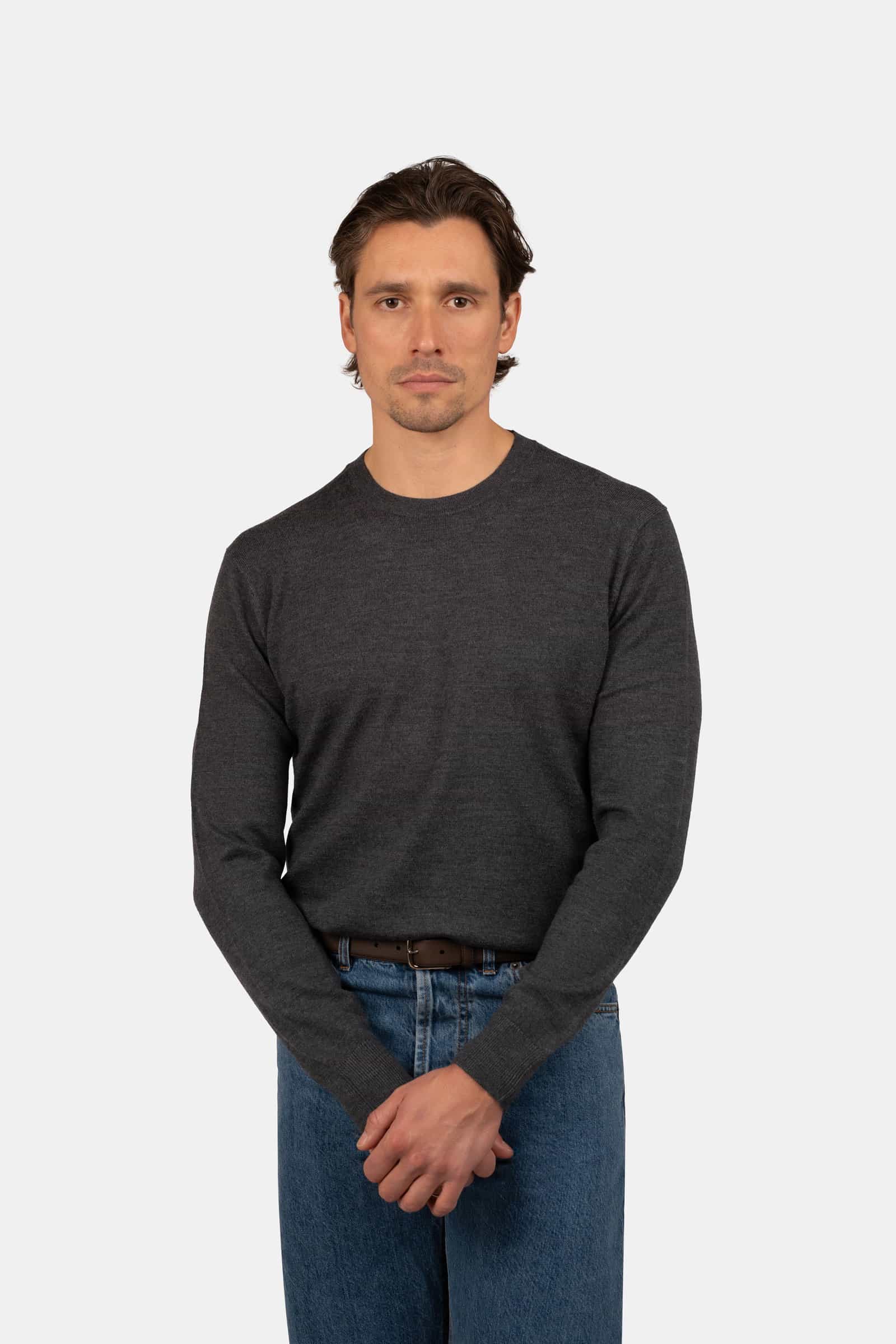 Superfine Merino Round Neck Grey
