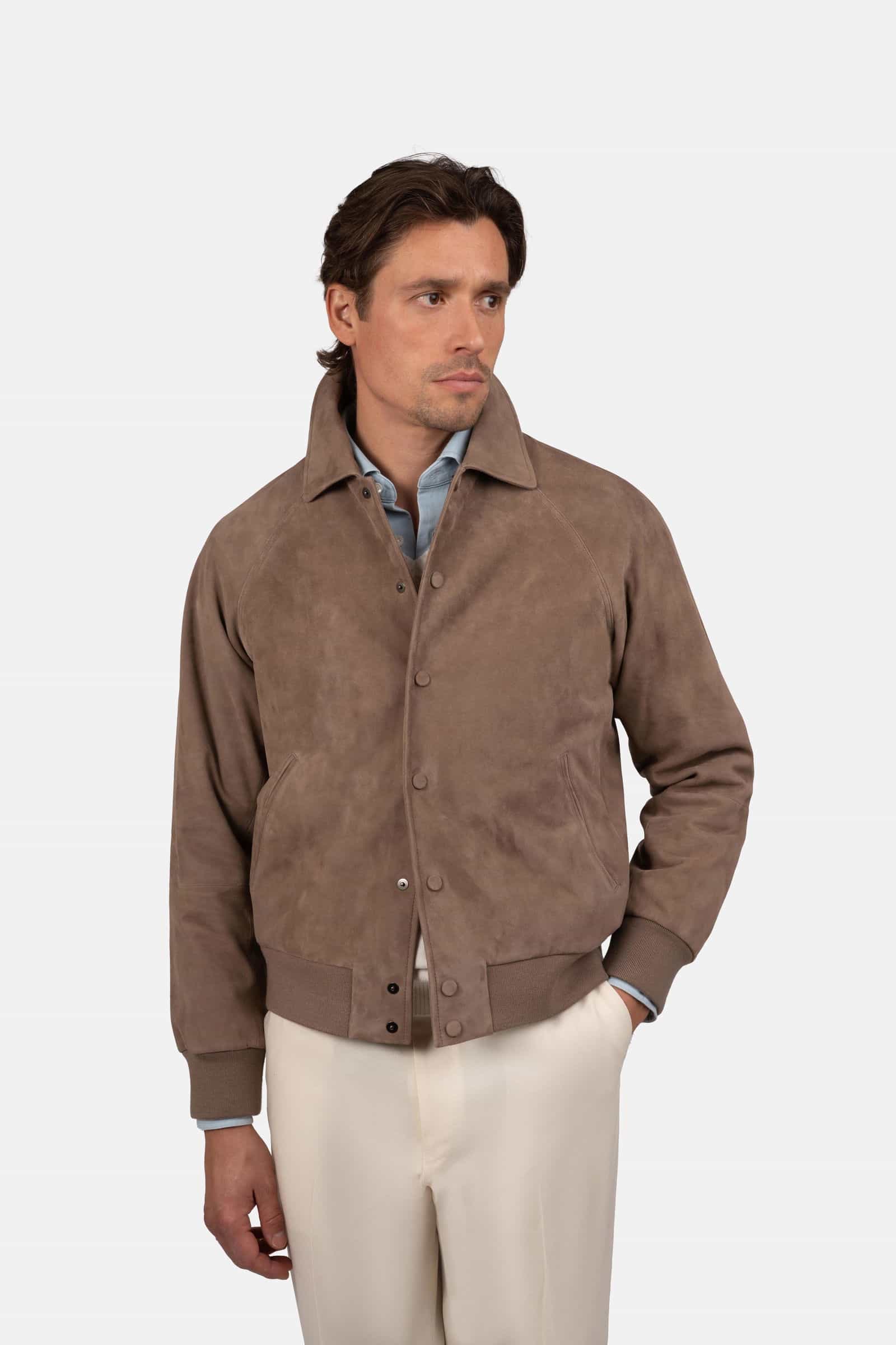 Exclusive Suede Flight Jacket Taupe