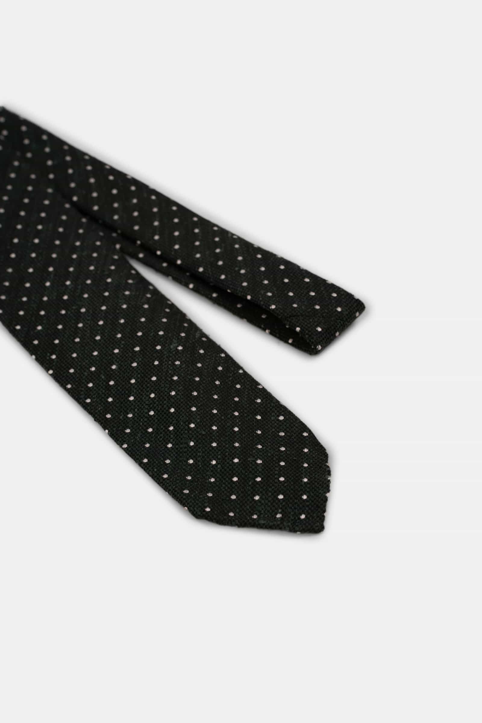 Shantung Silk Dot Tie Green