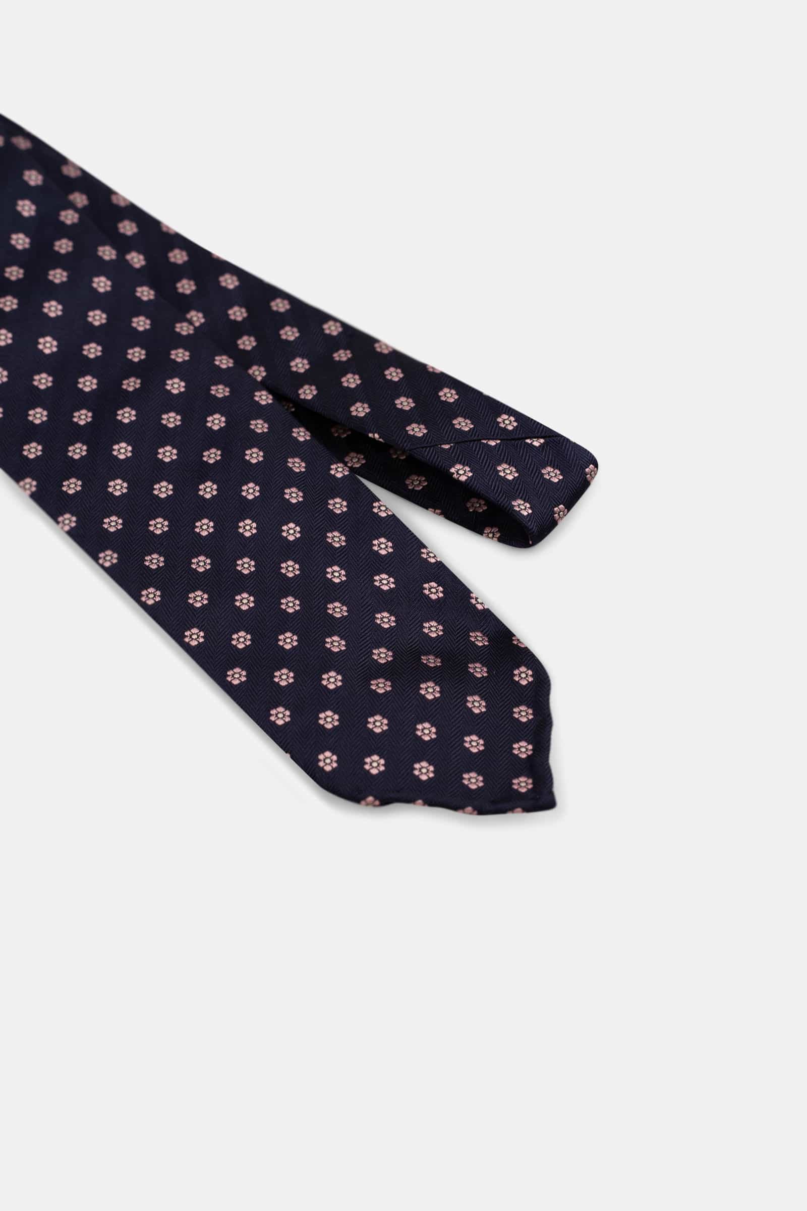 Jacquard Flower Tie Navy