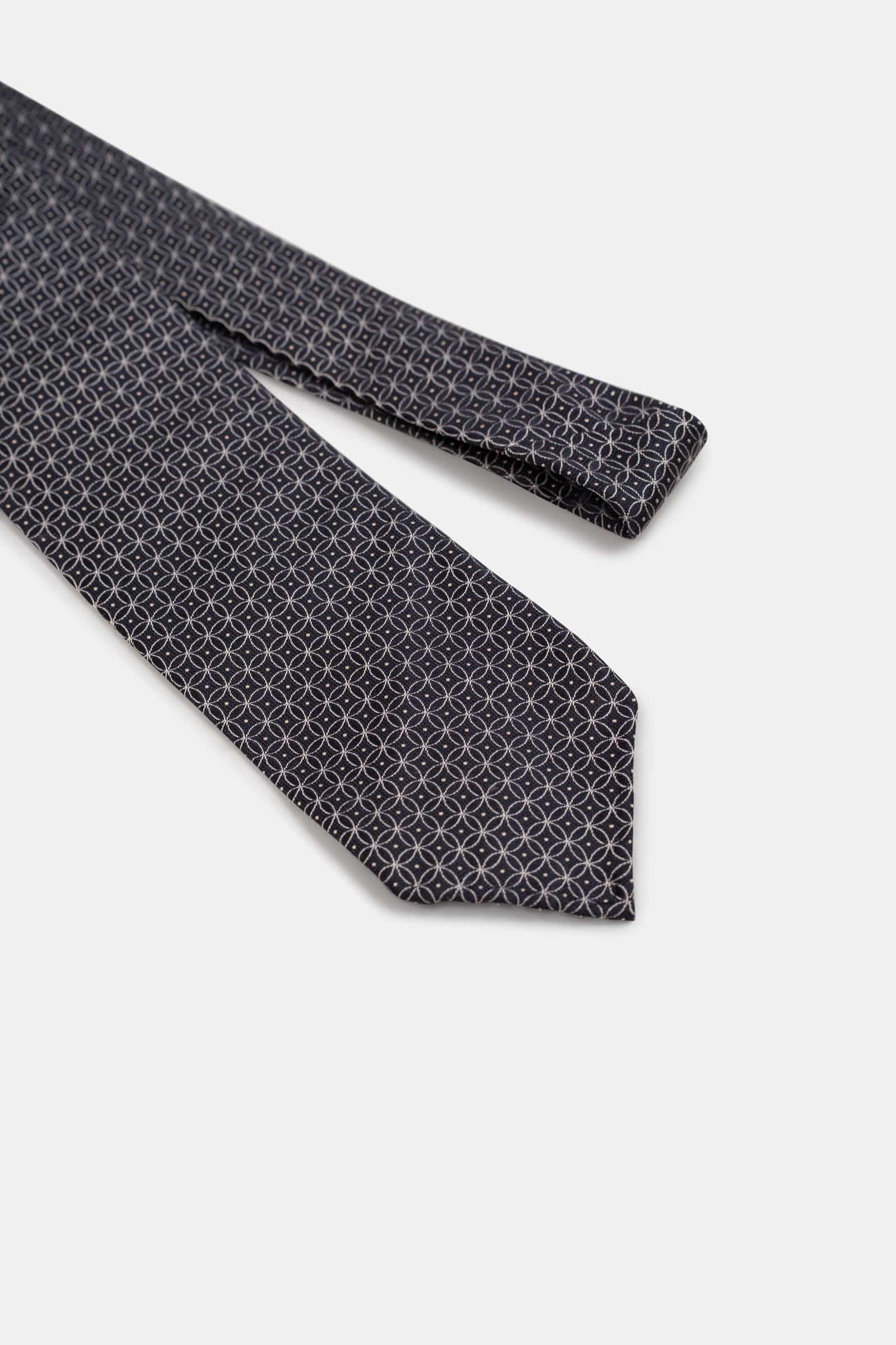 Jacquard Geometry Tie Navy