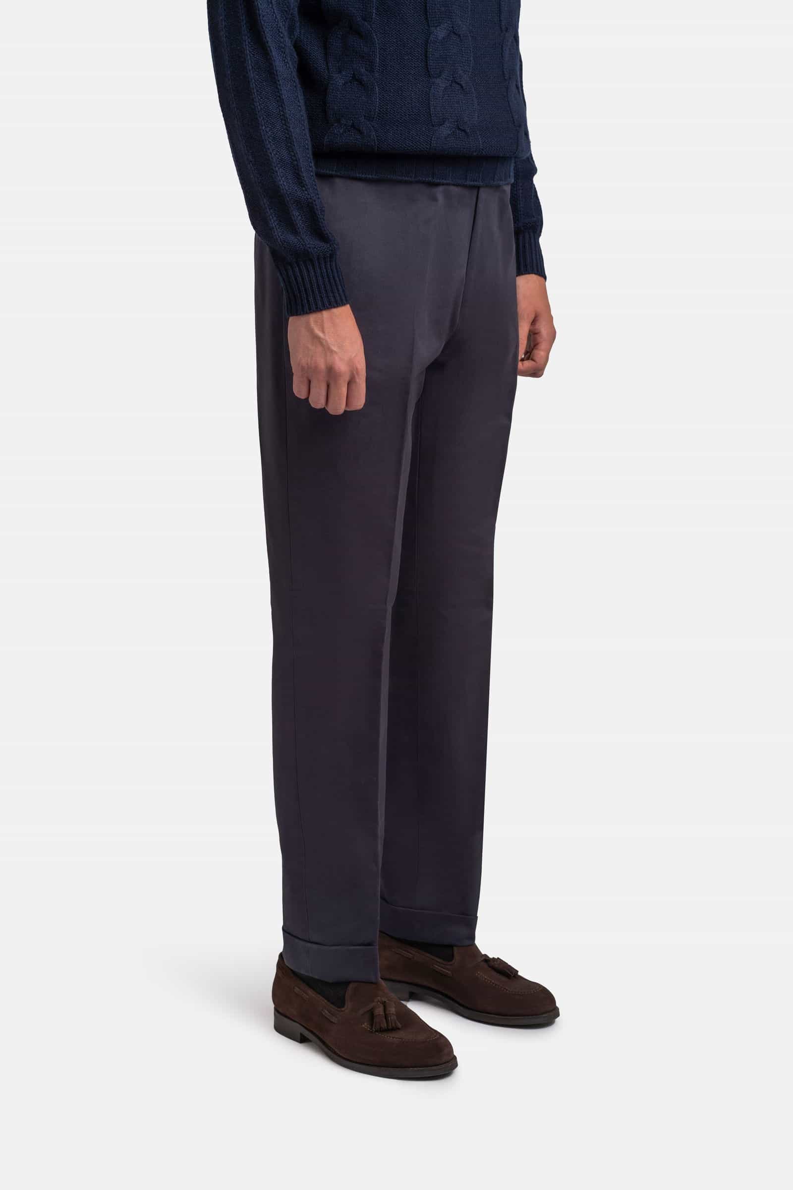 Mod 2 Flat Front Heavy Cotton Trouser Navy