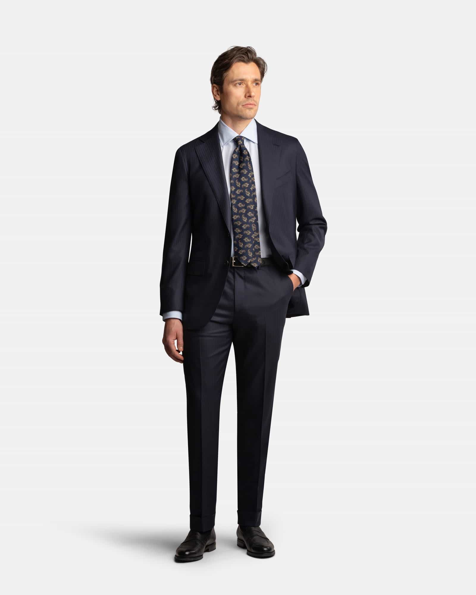 Mod 2 Exclusive s150 Herringbone Suit Navy