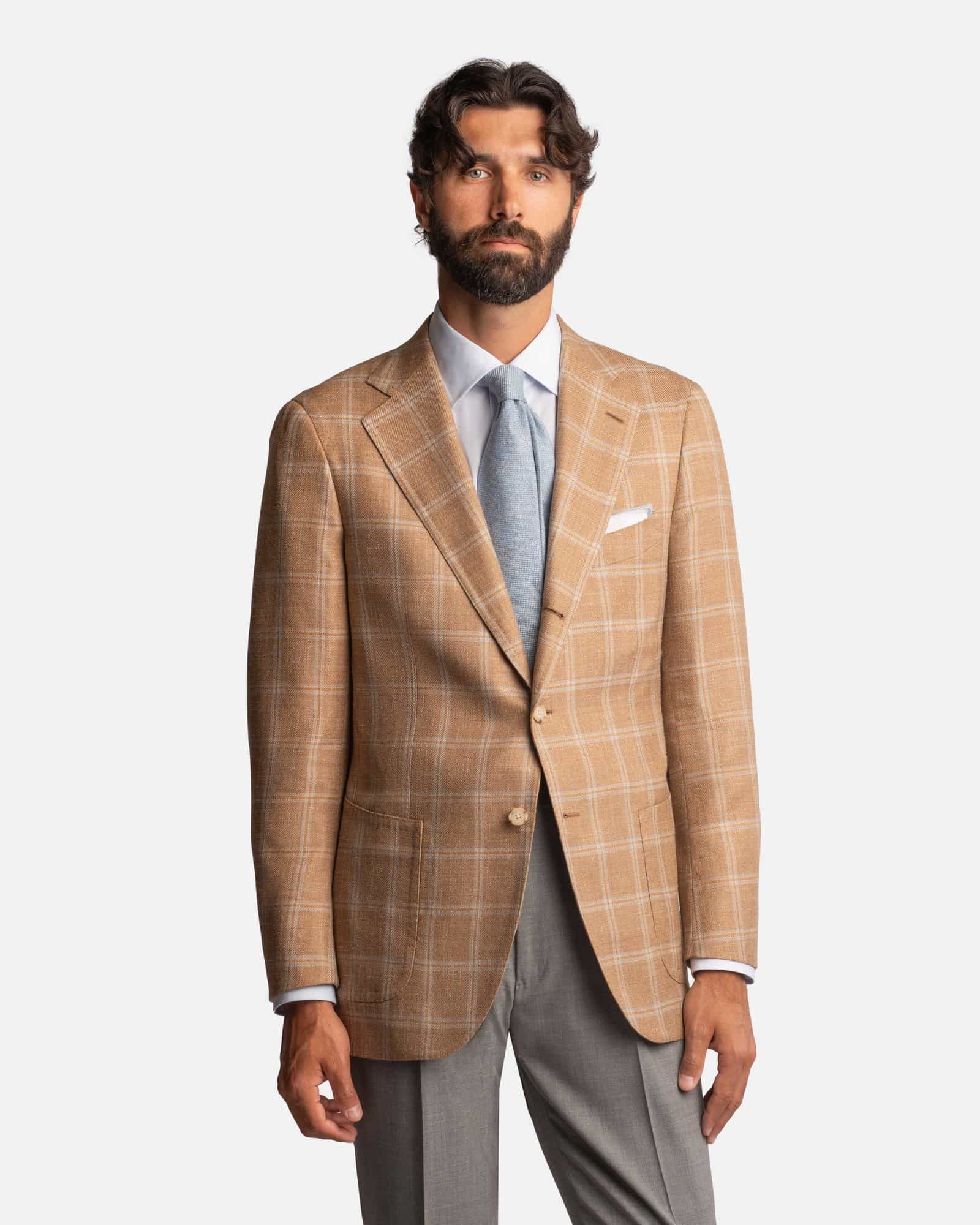 Mod 2 Blue Beige Overchecked Jacket Blue