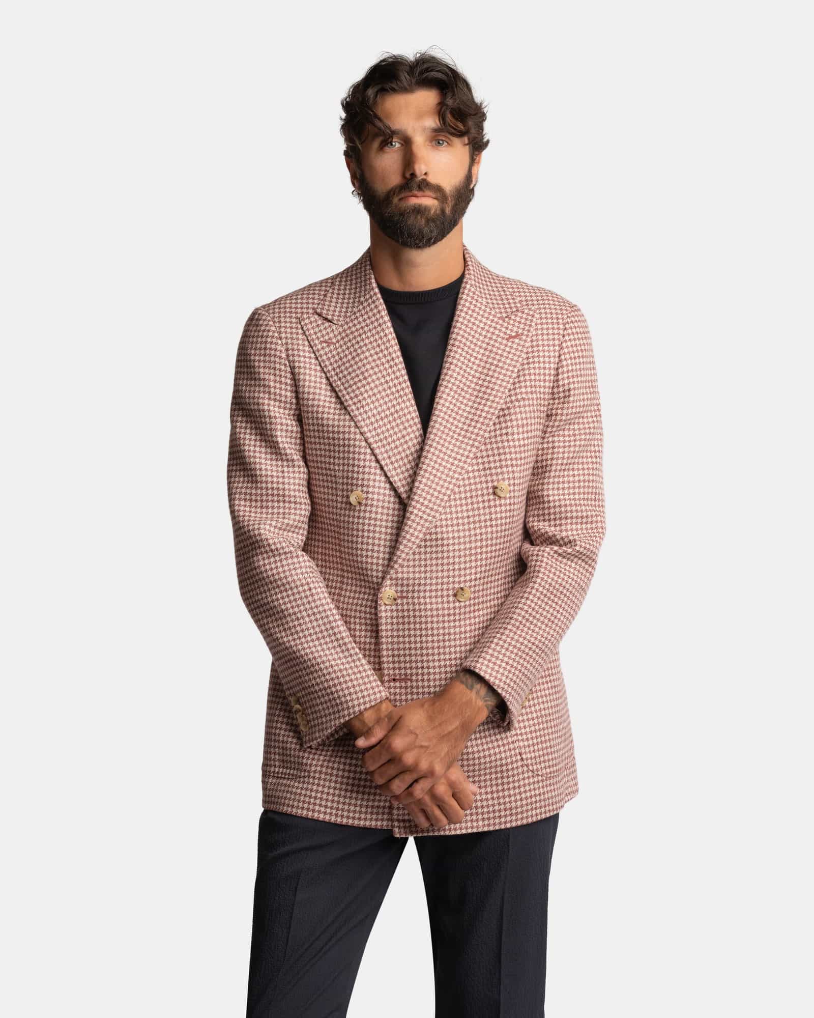 Mod 3 Washed Houndstooth Jacket Red