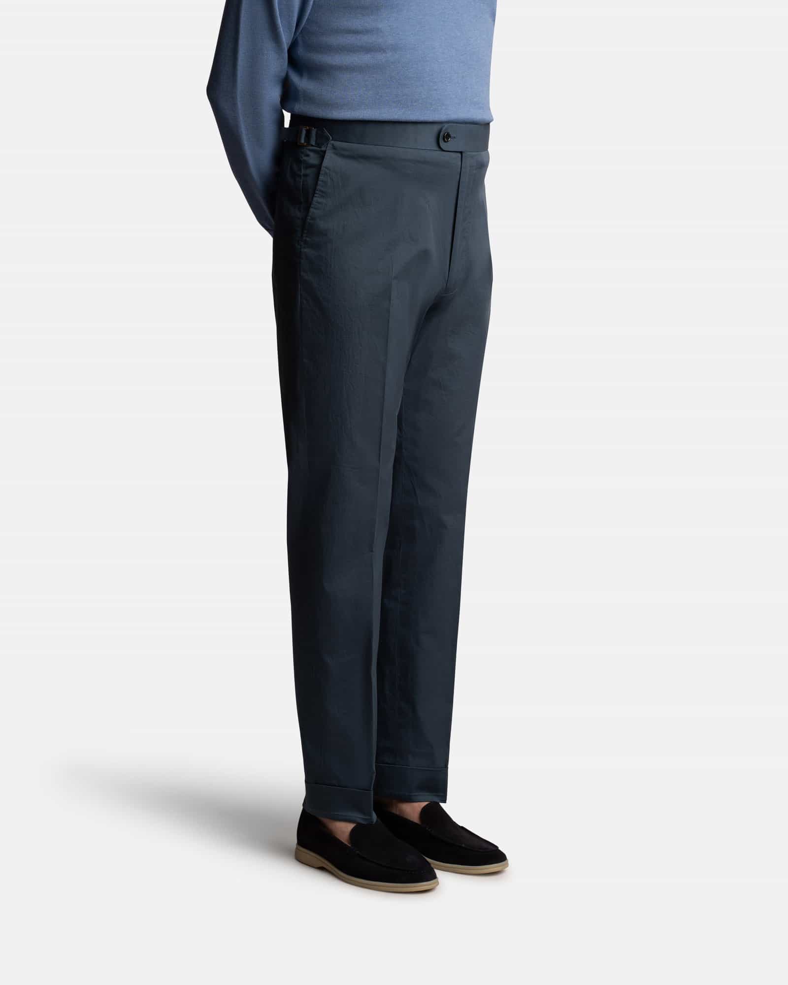 Mod 2 Flat Front Cotton Trouser Blue