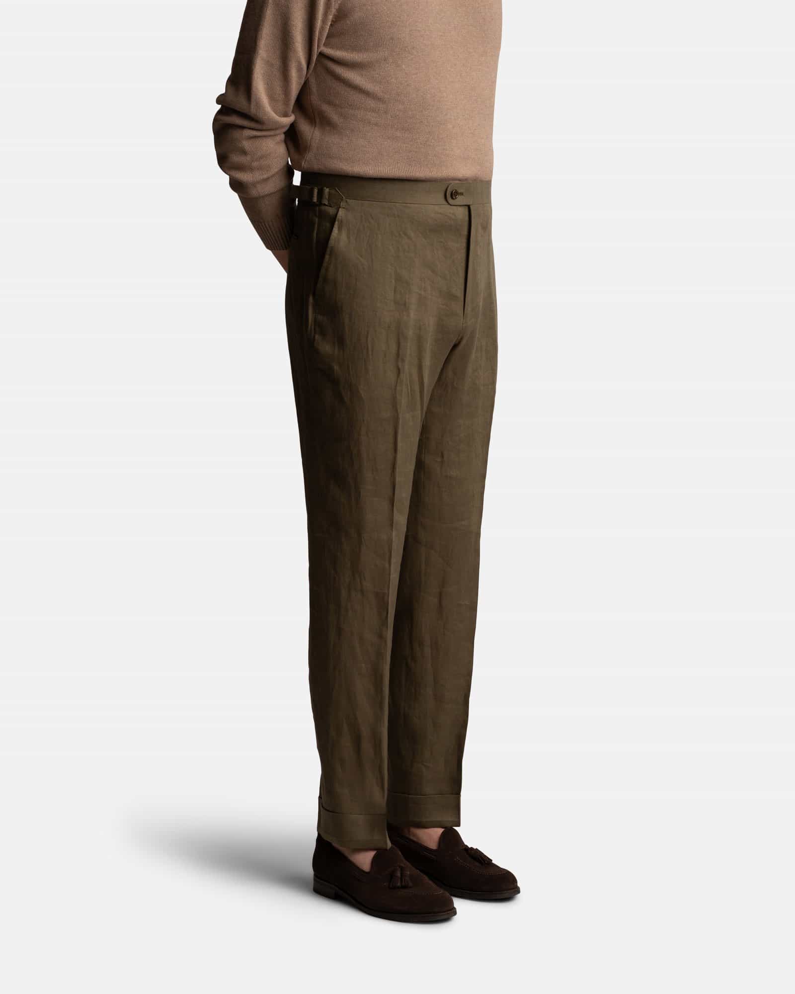 Mod 2 Cavour Exclusive Linen Trouser Olive